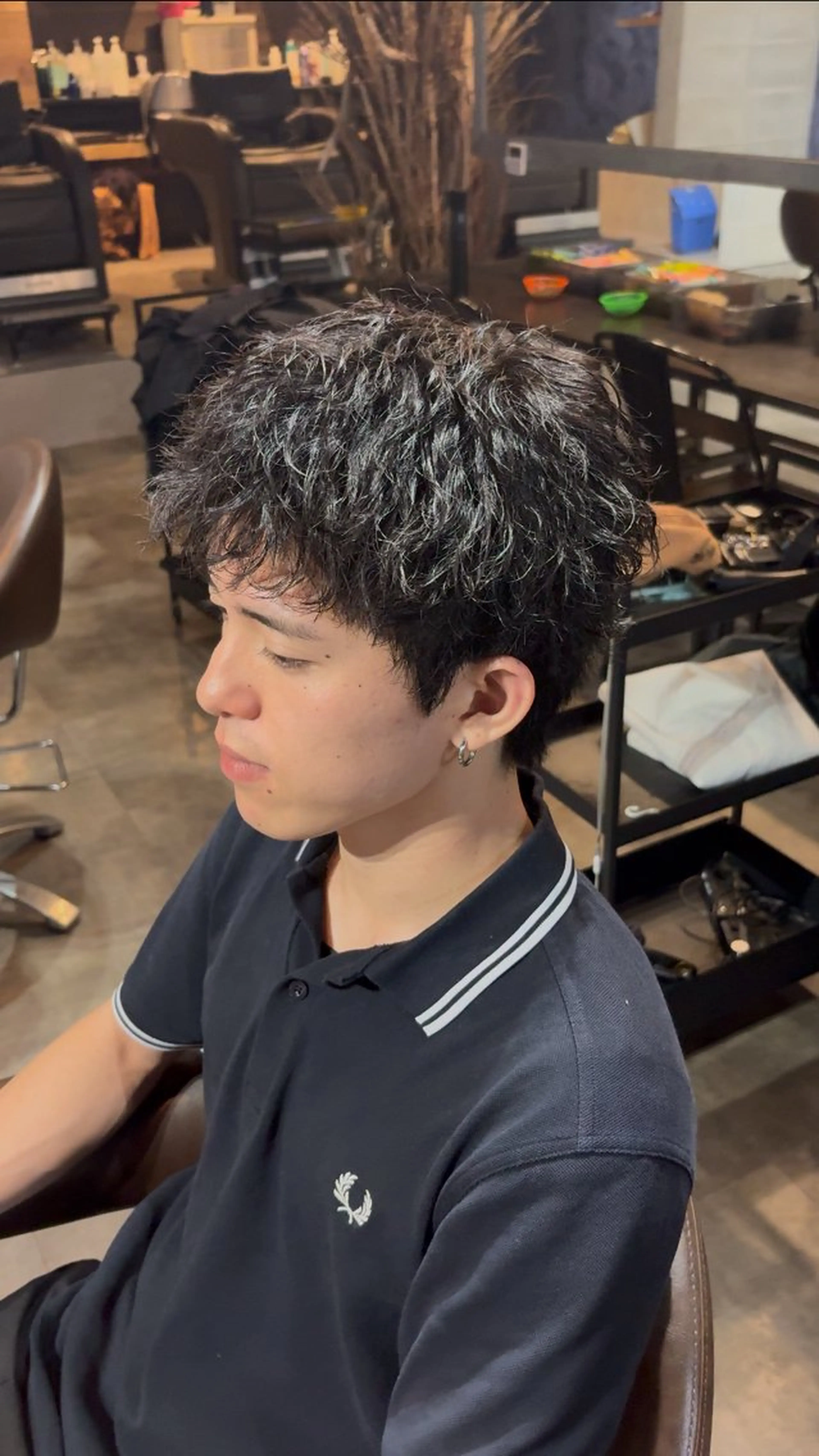 ショート パーマ メンズ カット パーマ Litbyfifth 前里花鈴のヘアスタイル