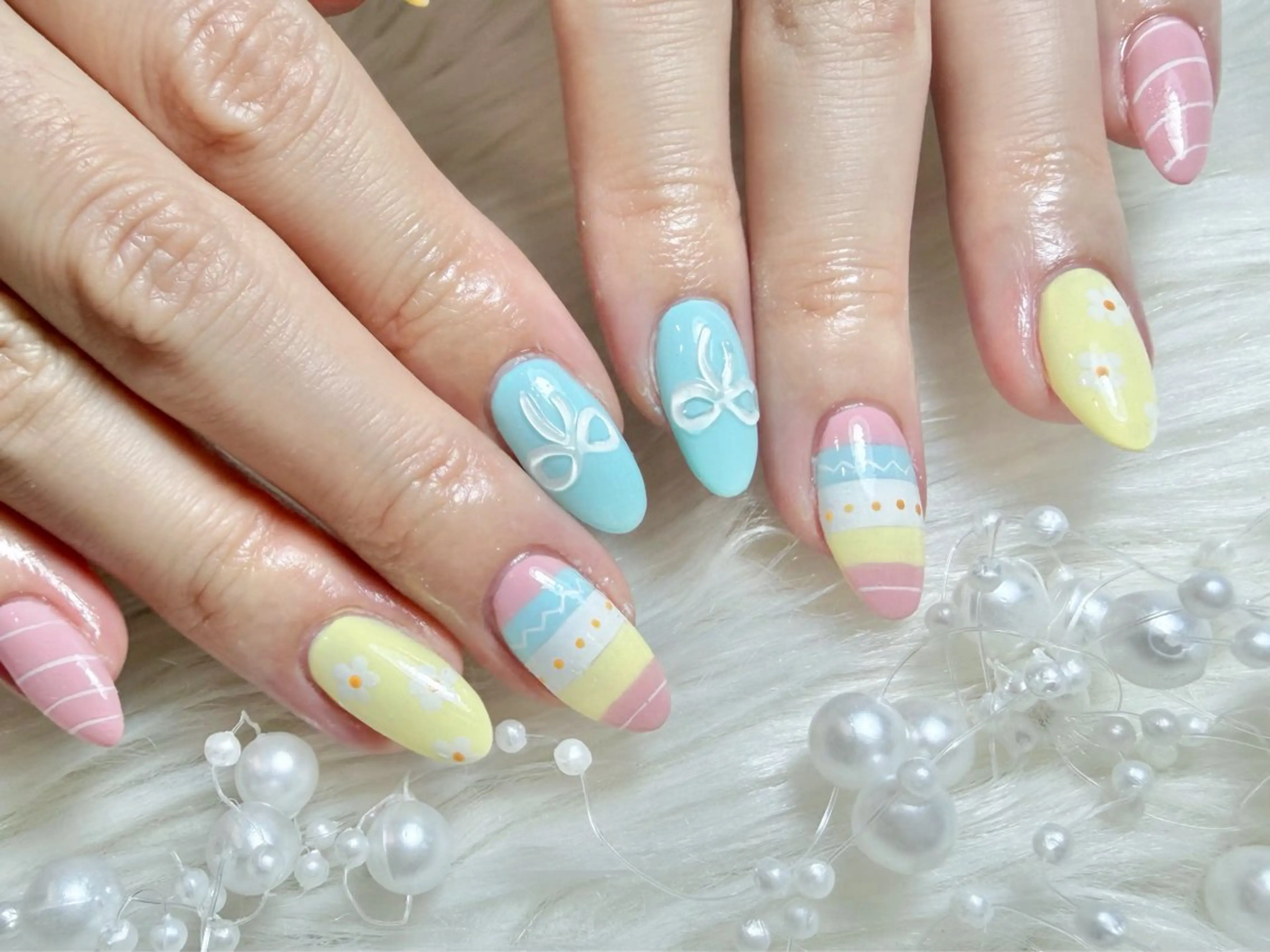ネイル アートネイル イースター ハンドネイル ゆりか ジョアアンジェ福島のネイルデザイン