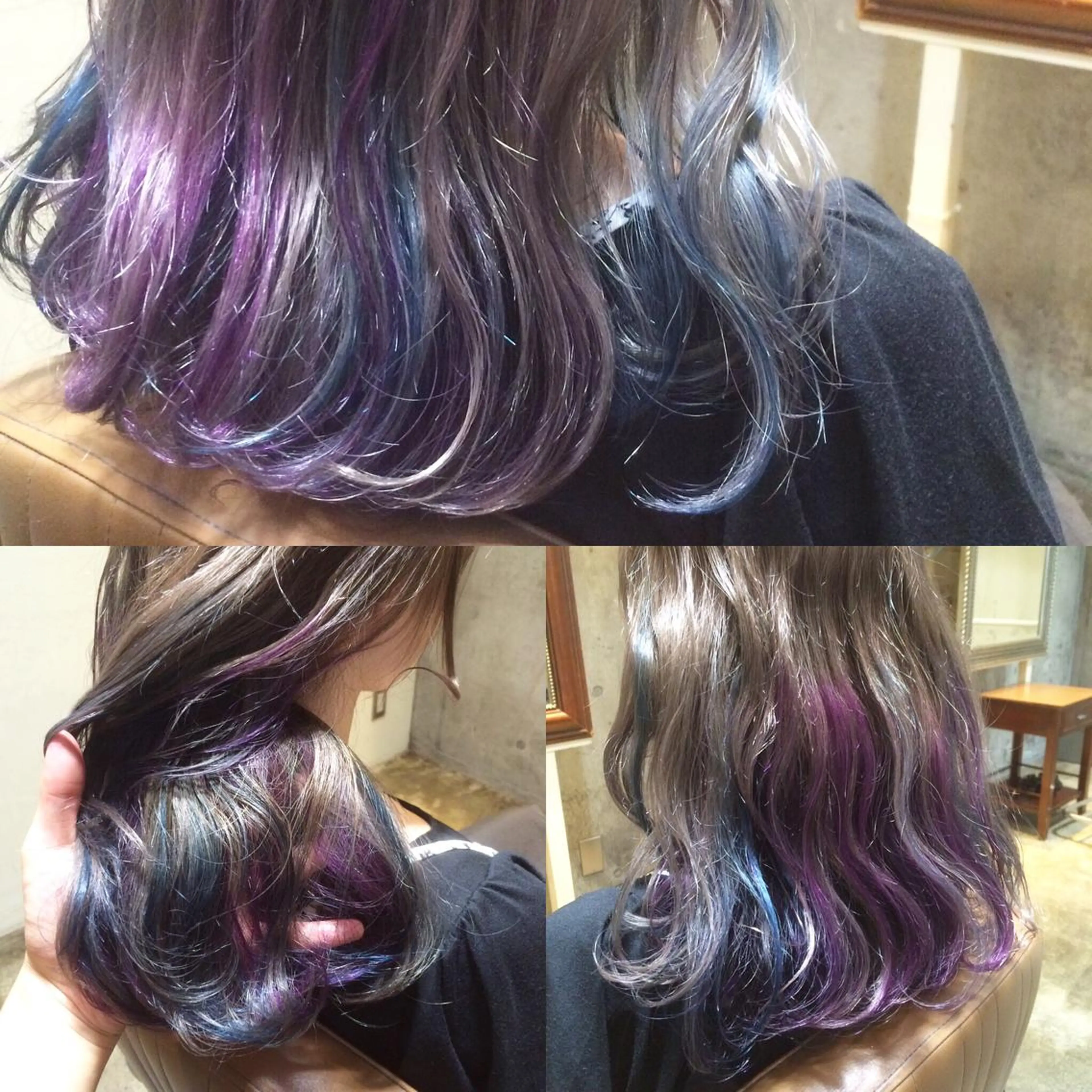 ミディアム カラー ブルーカラー ピンクカラー パープルカラー サロンドミルク 原宿のヘアスタイル