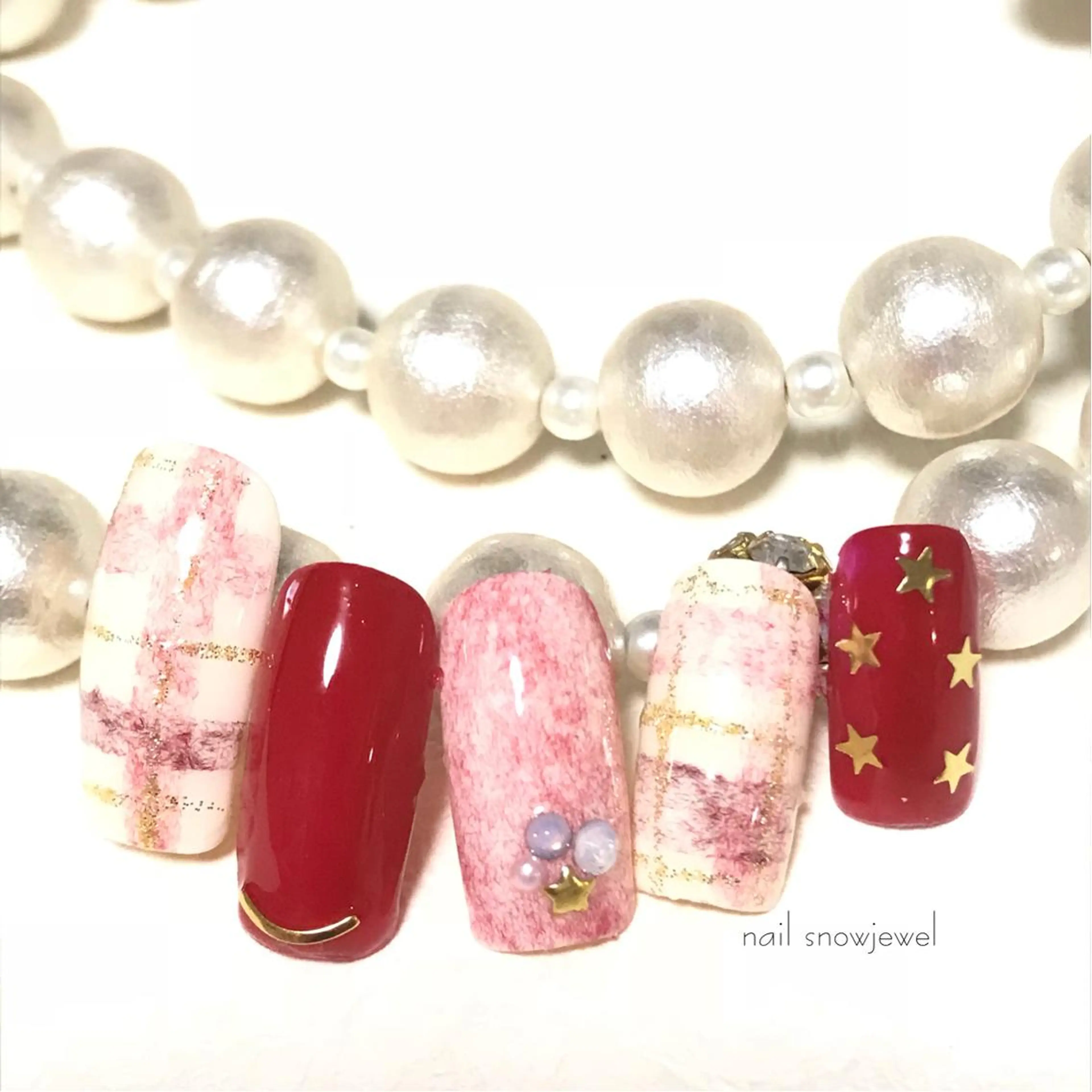 ネイル 冬ネイル クリスマス nail snowjewelのネイルデザイン