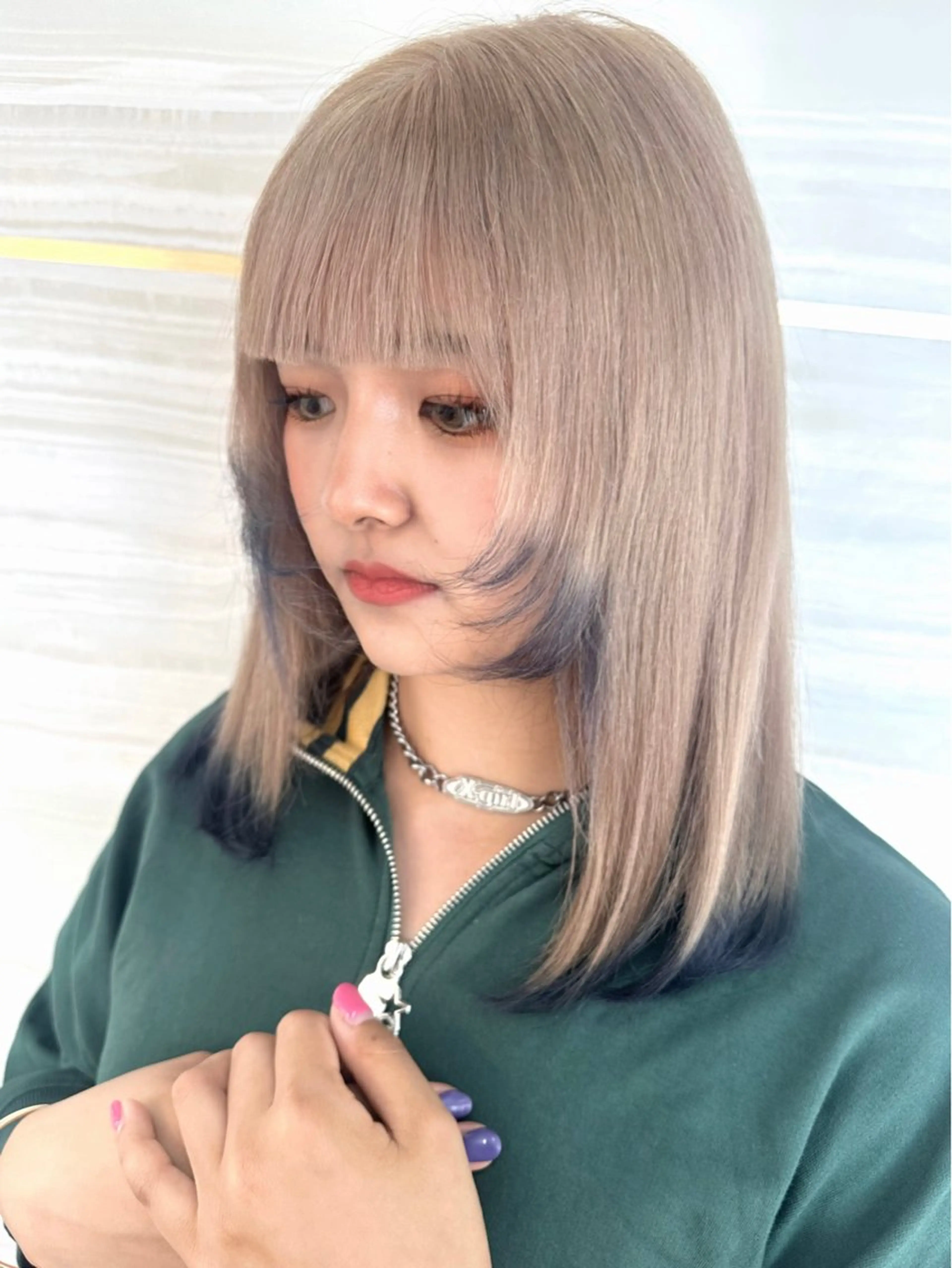 ミディアム カラー ベージュカラー ブリーチ ケアブリーチ ミルクティーベージュ ピンクカラー 🦋高瀬寛菜🦋 韓国/ブリーチのヘアスタイル