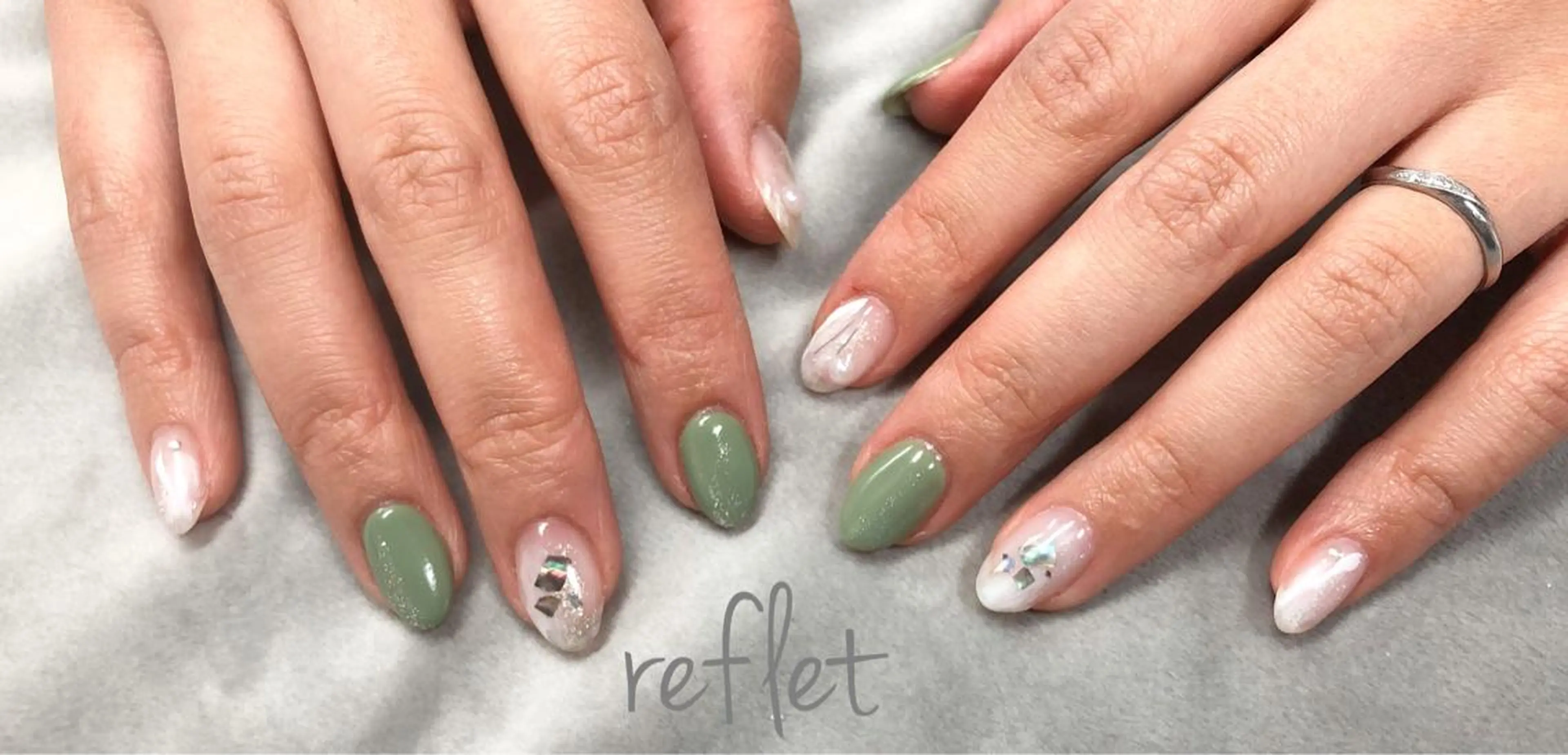 ネイル アートネイル 持ち込み ニュアンスネイル ハンドネイル reflet nailのネイルデザイン