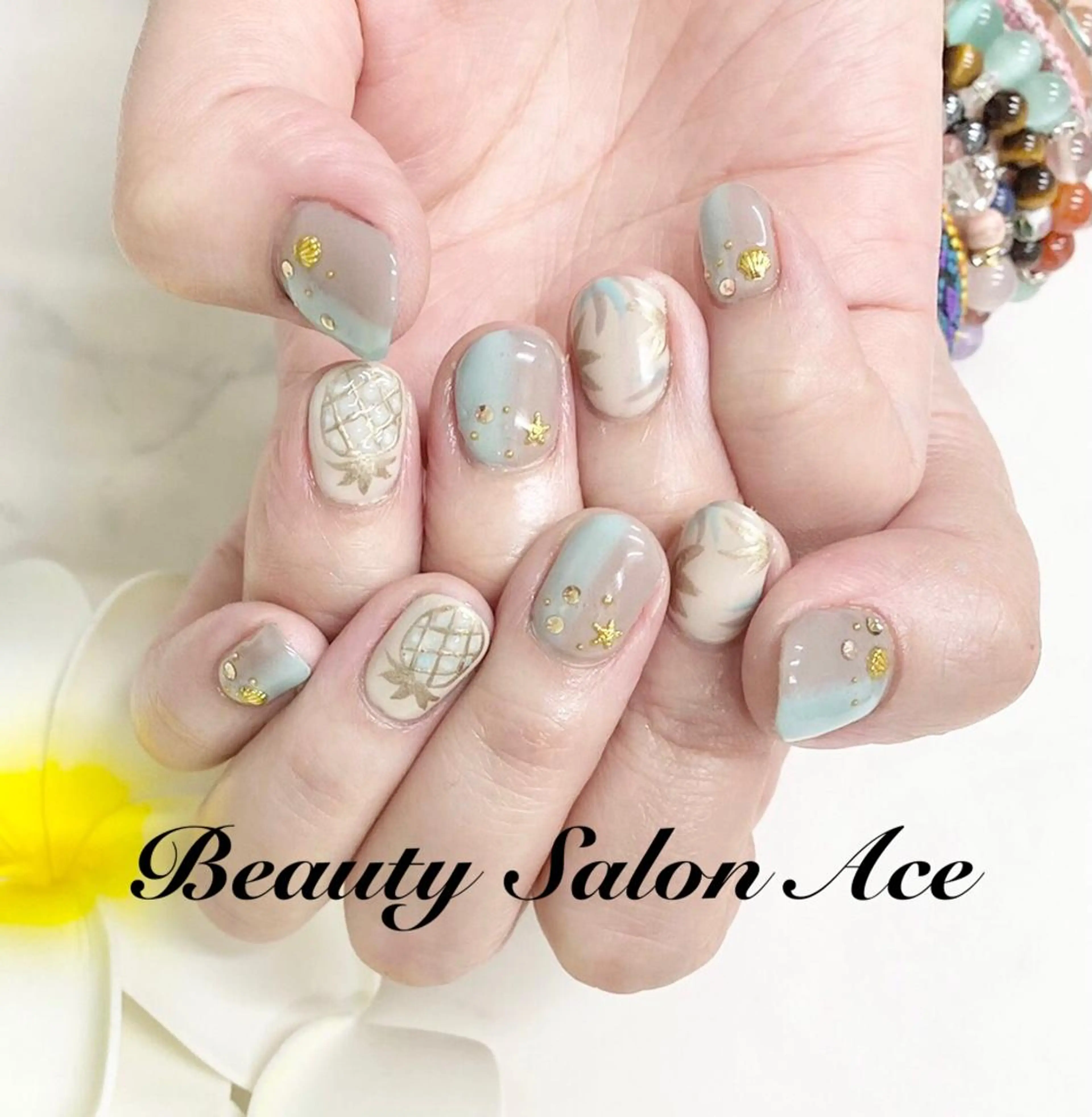 ネイル アートネイル ジェルネイル メンズネイル 夏ネイル Beauty Salon Ace(ネイルサロン エース)所属・池袋フィルイン Ace♡長さだしのネイルデザイン