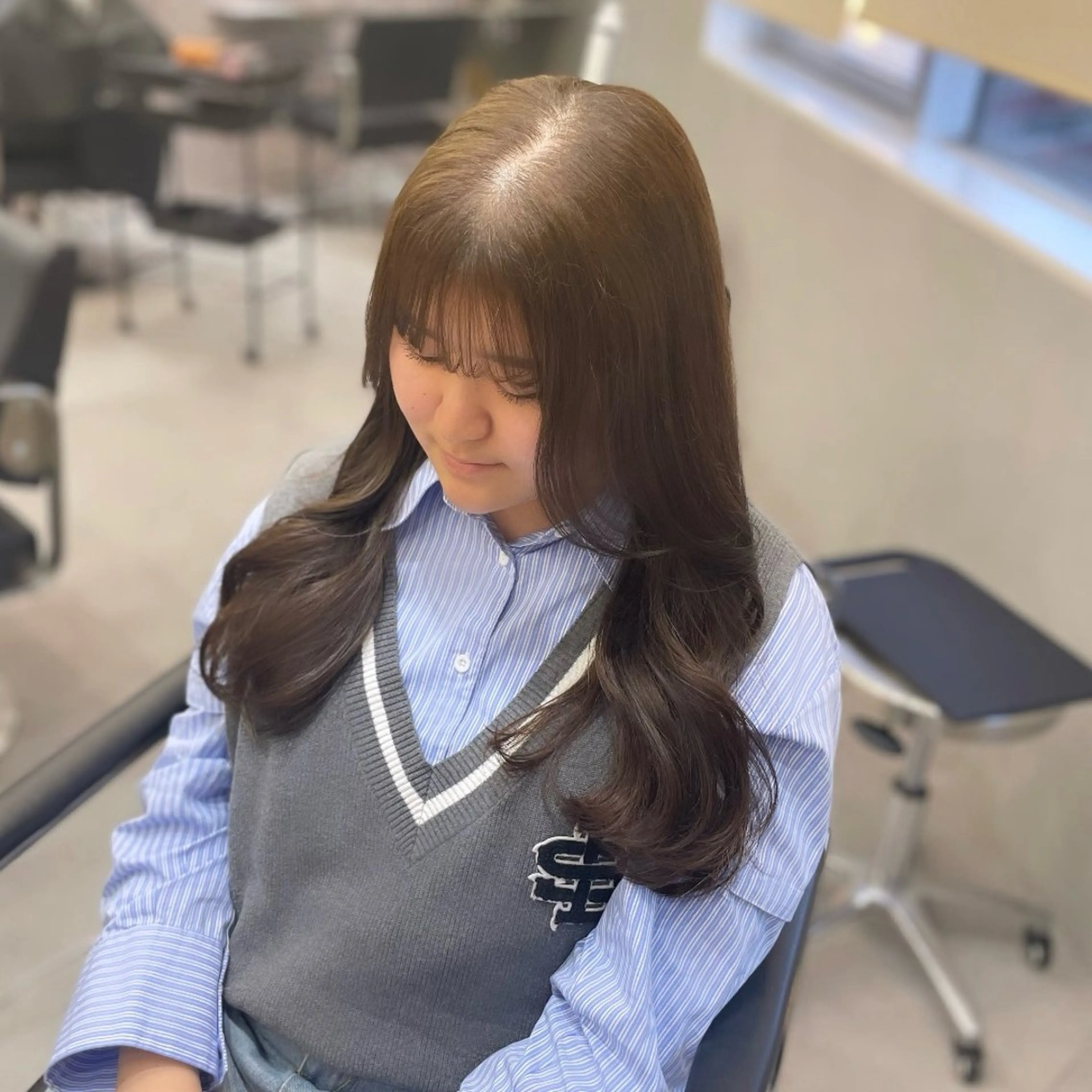 ロング カラー ベージュカラー ブリーチ 透明感カラー ダブルカラー ブリーチなしカラー ヘアカラー Rui/透明感カラー 暖色/レイヤーカットのヘアスタイル