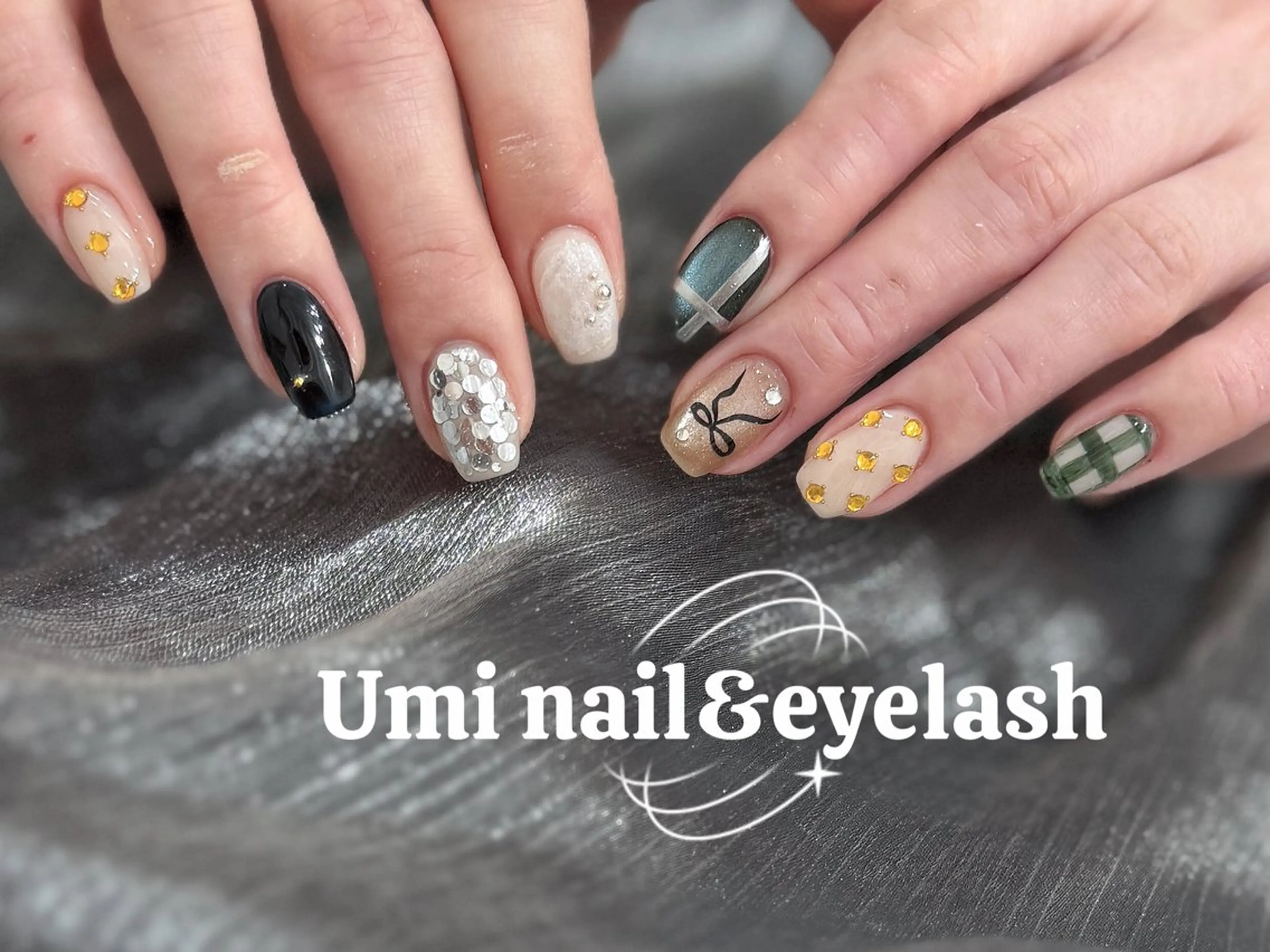 ネイル 長さ出し ジェルネイル 韓国ネイル マグネットネイル 持ち込み ハンドネイル Umi nail& eyelashのネイルデザイン