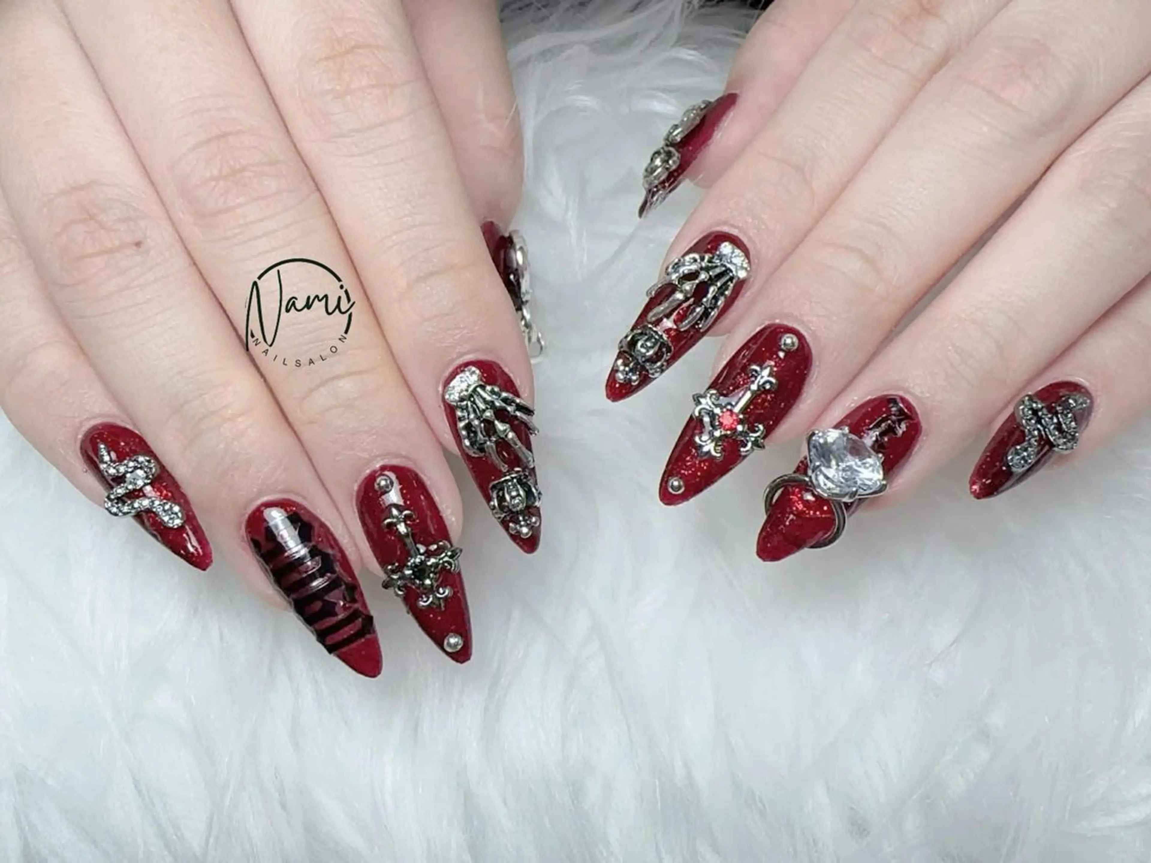 ネイル 長さ出し ガーリー 韓国ネイル ロングネイル 持ち込み ハンドネイル Nami nail salon所属・Nami nail salonのネイルデザイン