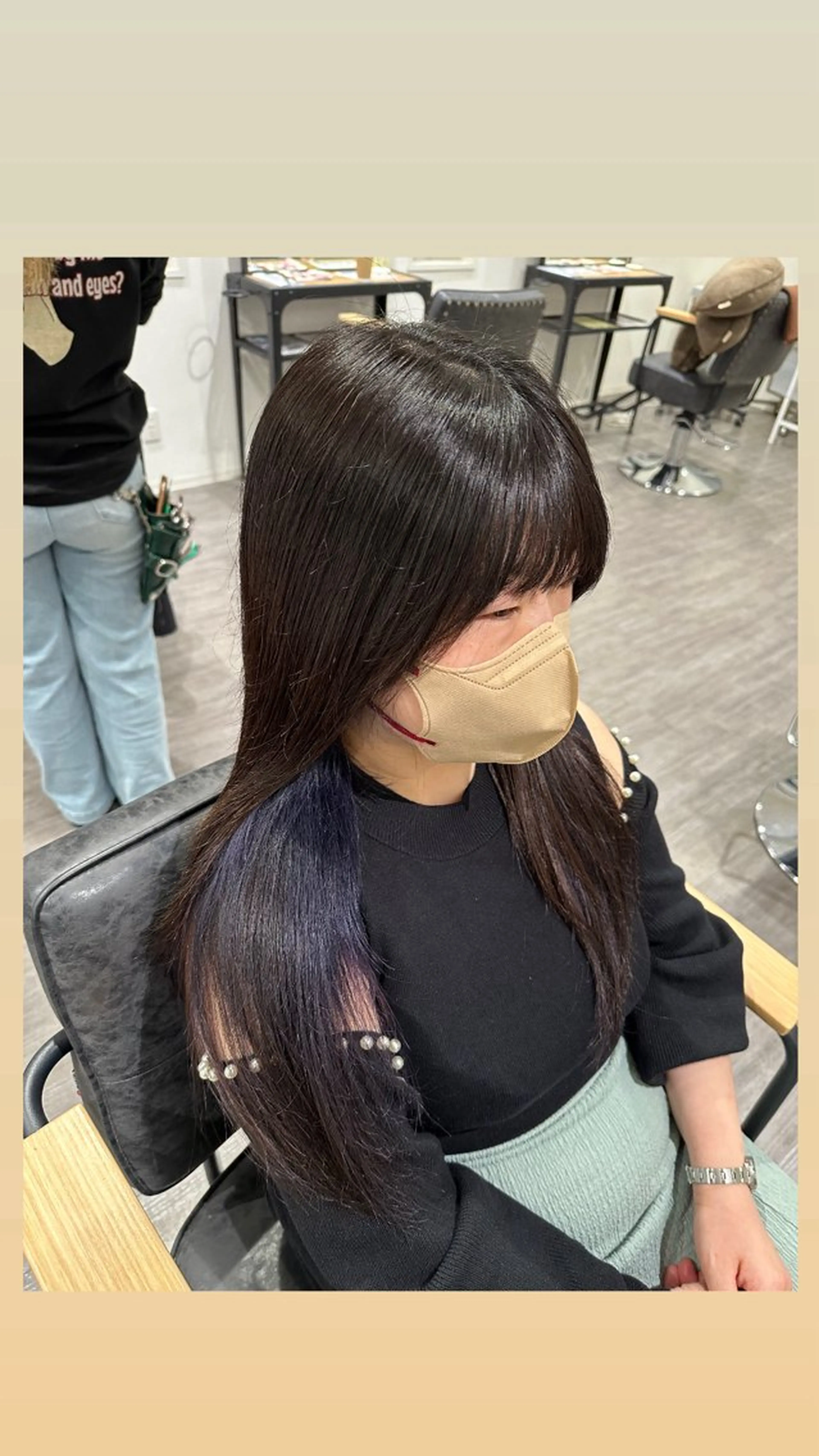 セミロング カラー ブルーカラー ブルーパープル パープルカラー 艶髪レイヤー上田 紗也🇰🇷💗のヘアスタイル