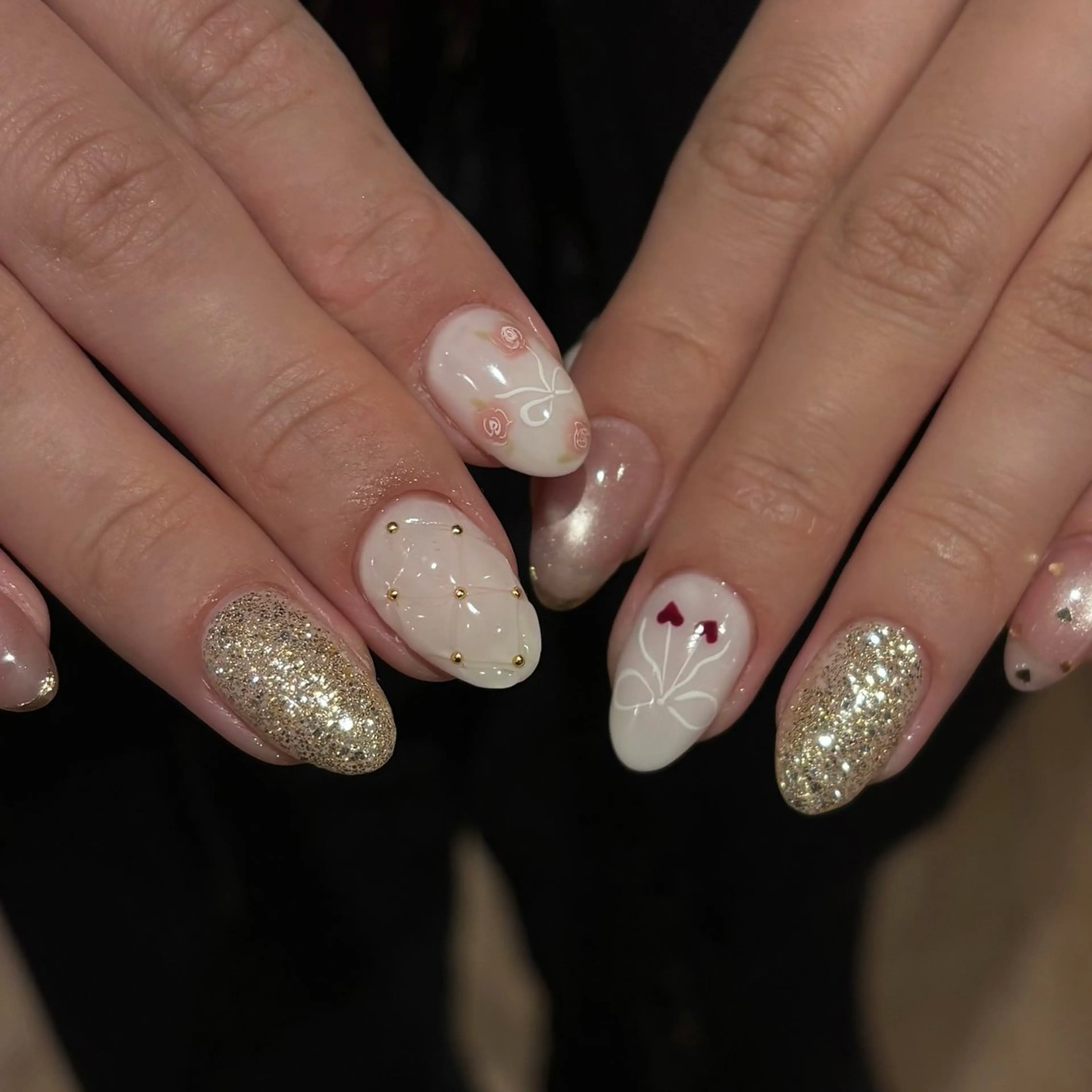 ネイル 成人式 フラワーネイル ガーリー マグネットネイル 持ち込み ハンドネイル Bianca名駅店 安田のネイルデザイン