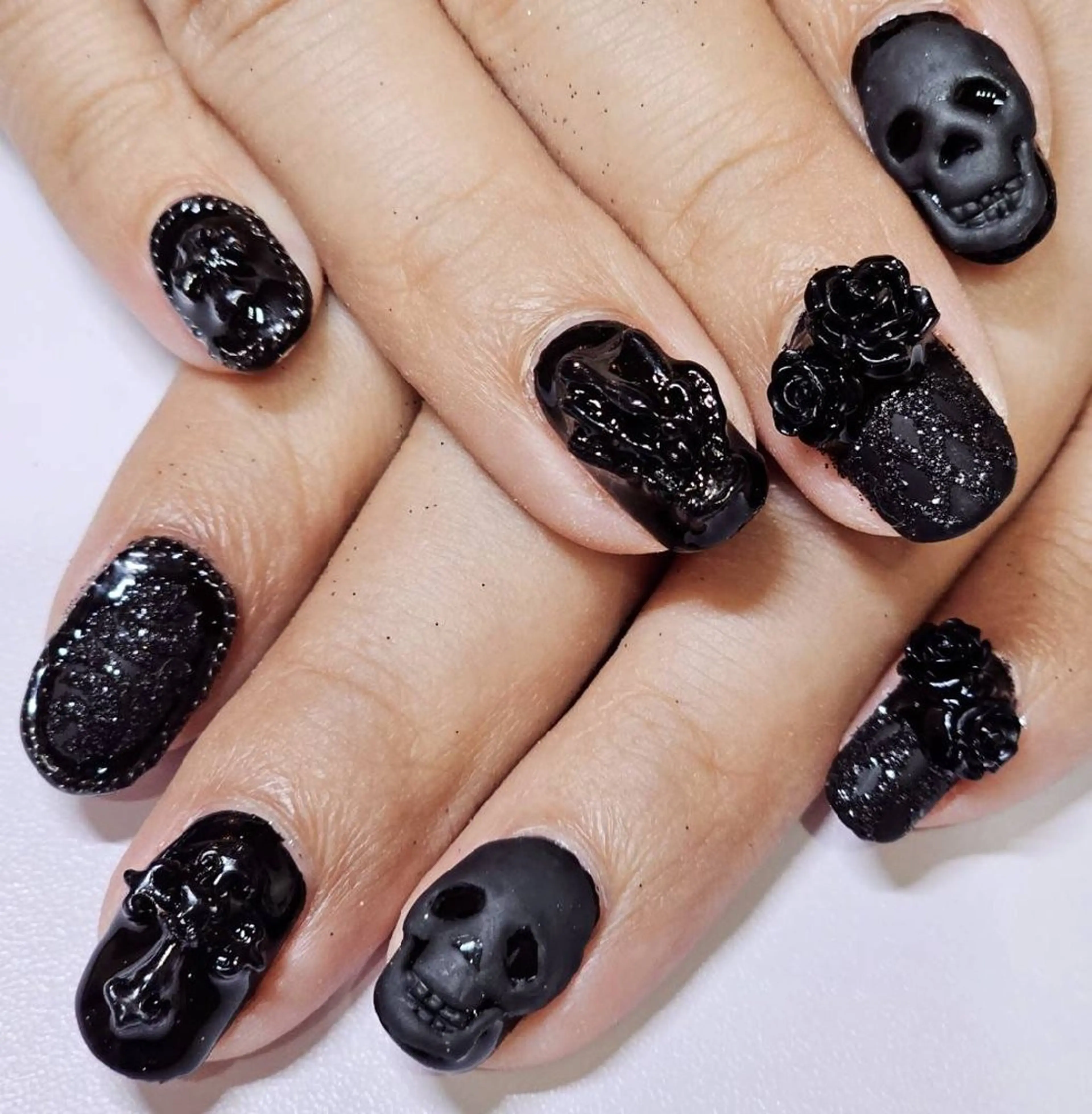 ネイル アートネイル ハロウィン レース ラメ(グリッター) マットネイル ハンドネイル よしだ ひろきのネイルデザイン