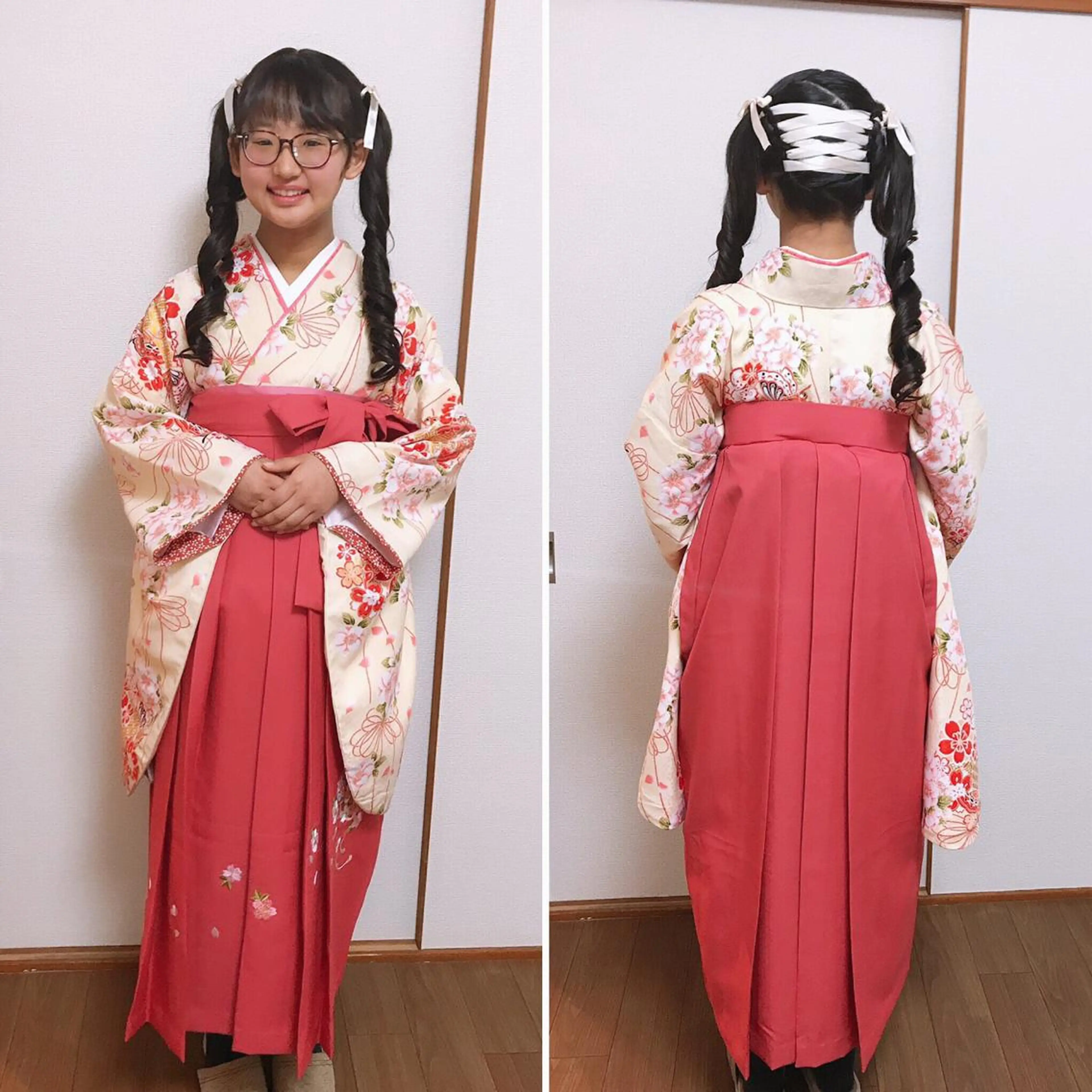 男女袴着付けの写真