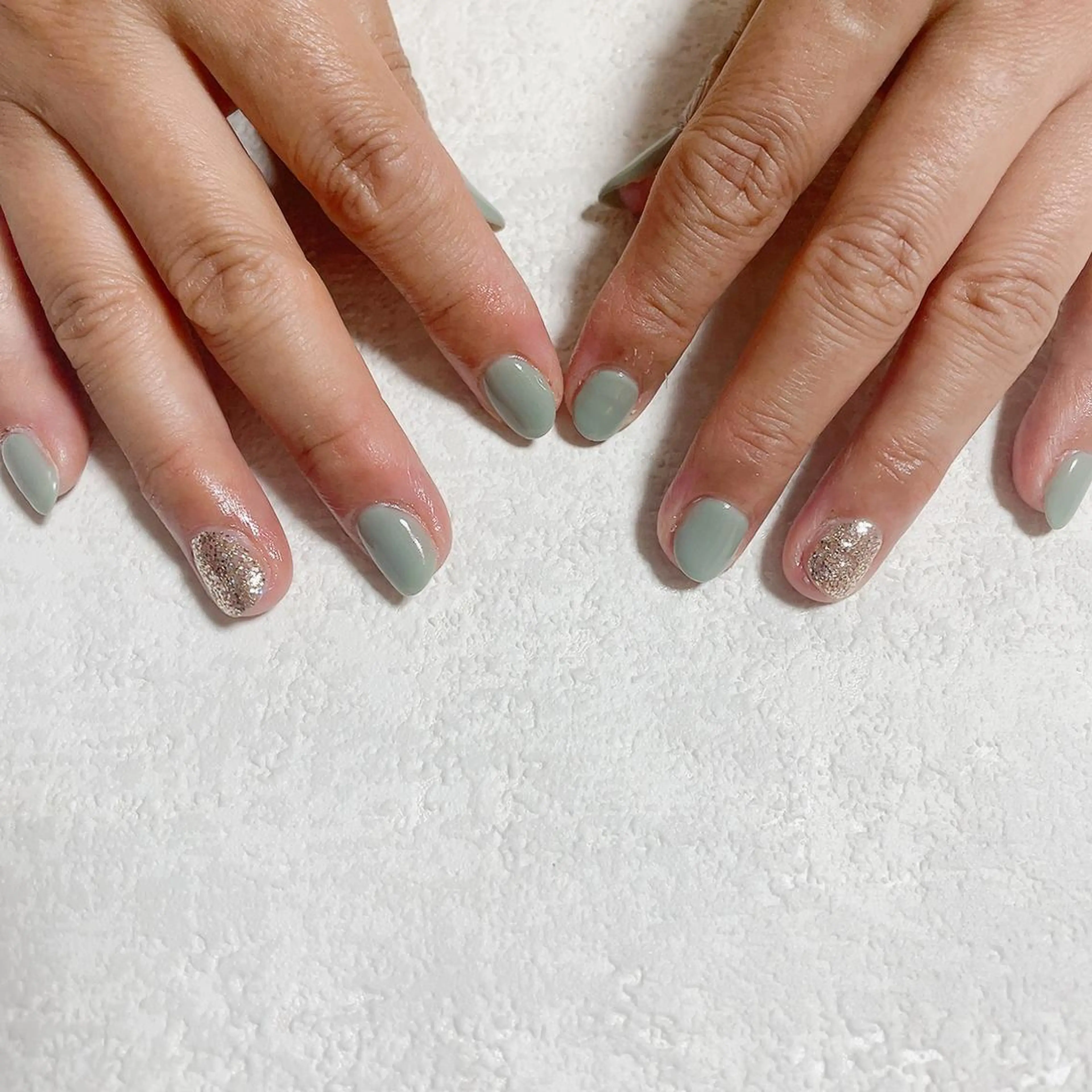 ネイル フットネイル ジェルネイル グリーン キラキラネイル メンズネイル kiki nail たまプラーザのネイルデザイン