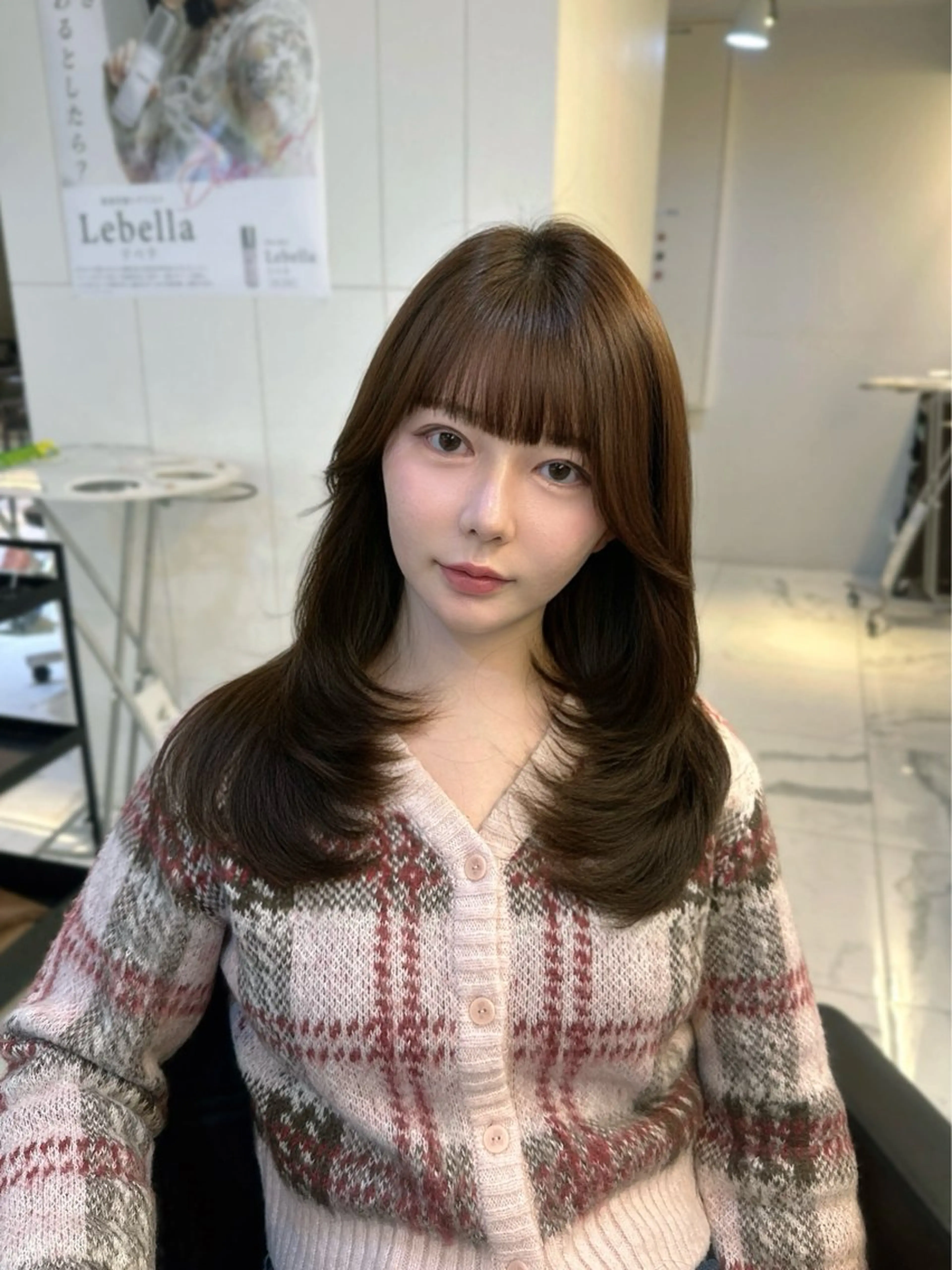 ミディアム カラー ミディアムレイヤー レイヤーカット カット ヘアカラー トリートメント 心斎橋/縮毛矯正 /艶髪カラーのヘアスタイル