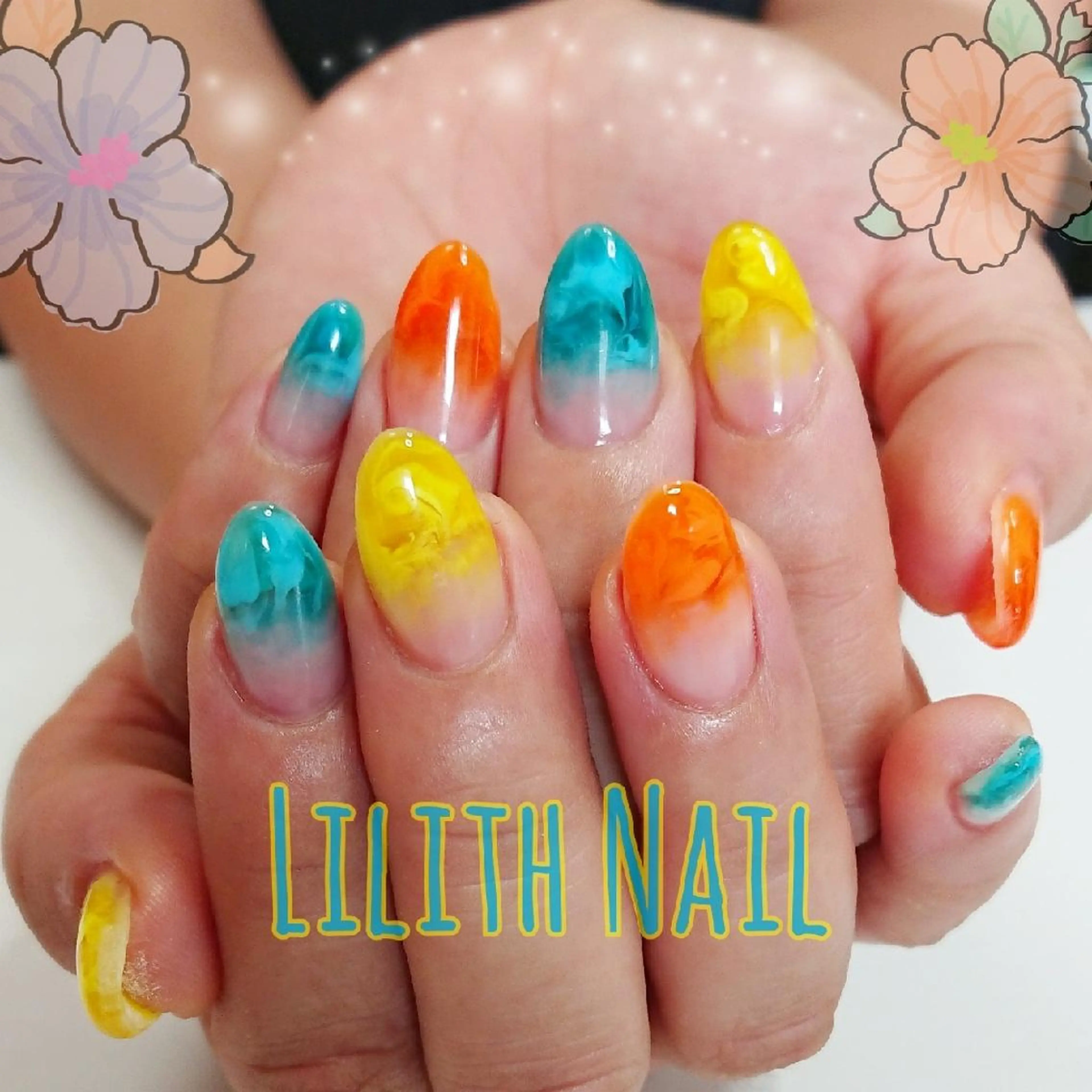 ネイル クリアネイル 大理石ネイル(マーブル) ハンドネイル Lilith Nailのネイルデザイン