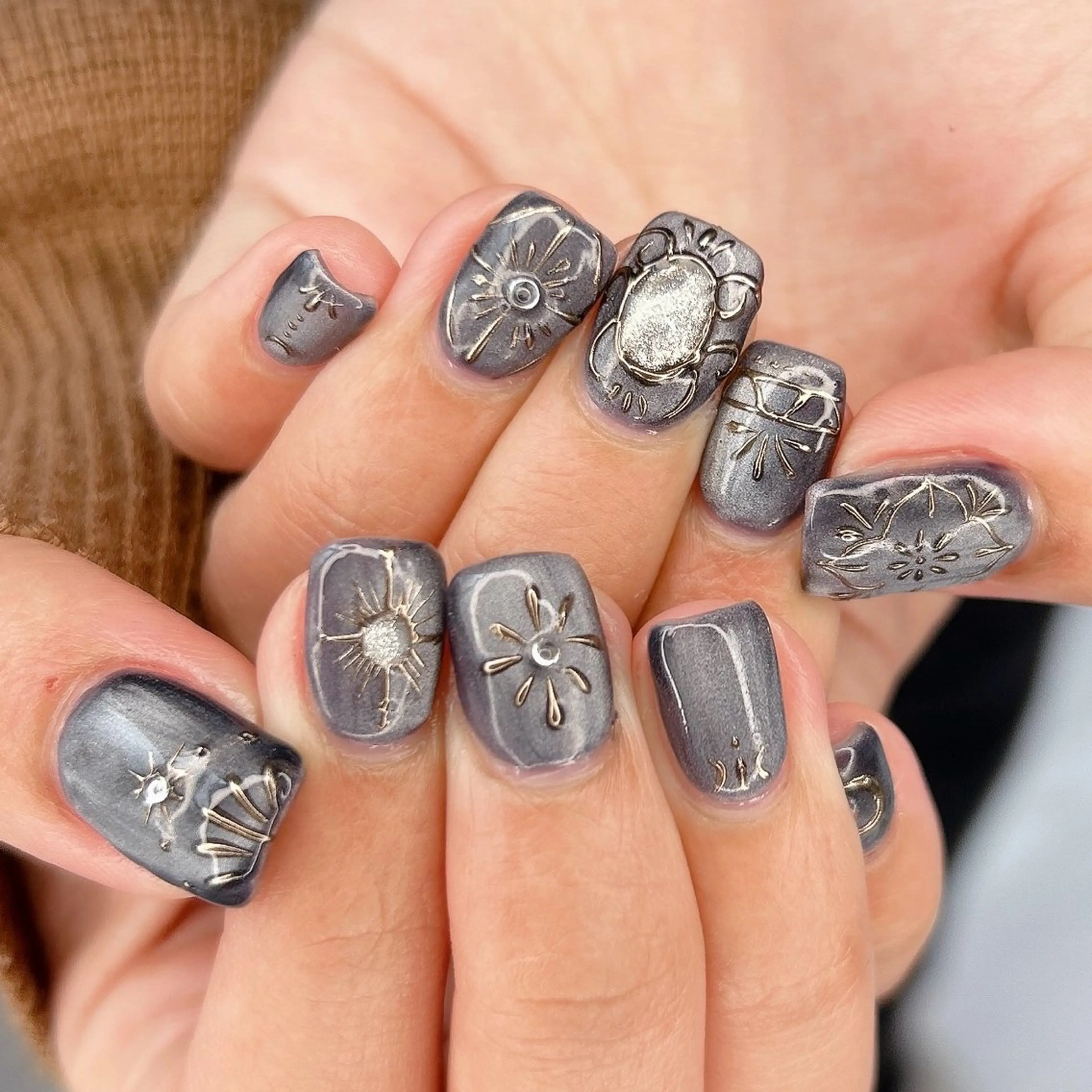 ネイル アートネイル 桜ネイル マグネットネイル ミラーネイル ショートネイル ハンドネイル Forca total studio所属・Forca Airaのネイルデザイン