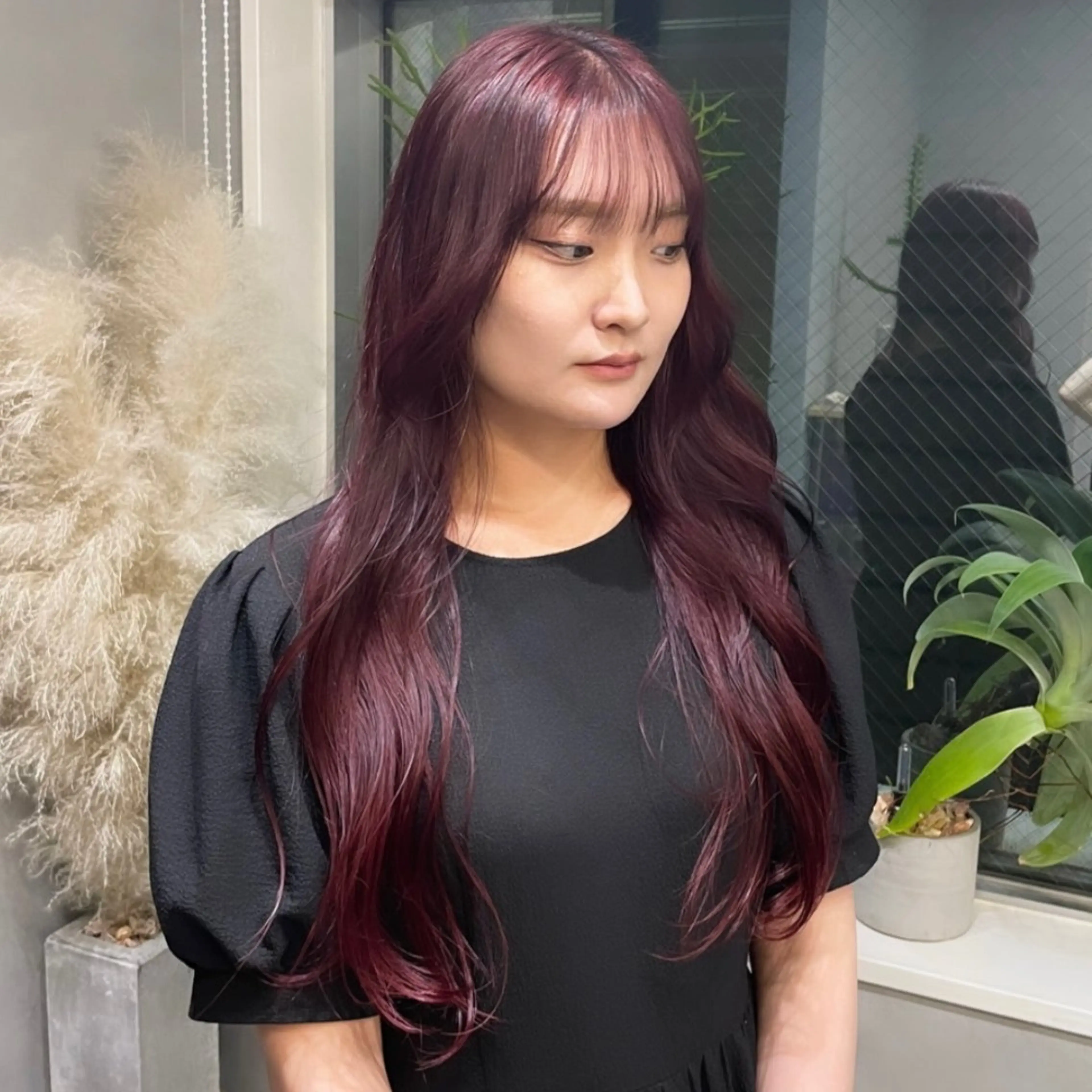 ロング カラー ブリーチ ダブルカラー ブリーチなしカラー レッドカラー Rui/透明感カラー 暖色/レイヤーカットのヘアスタイル