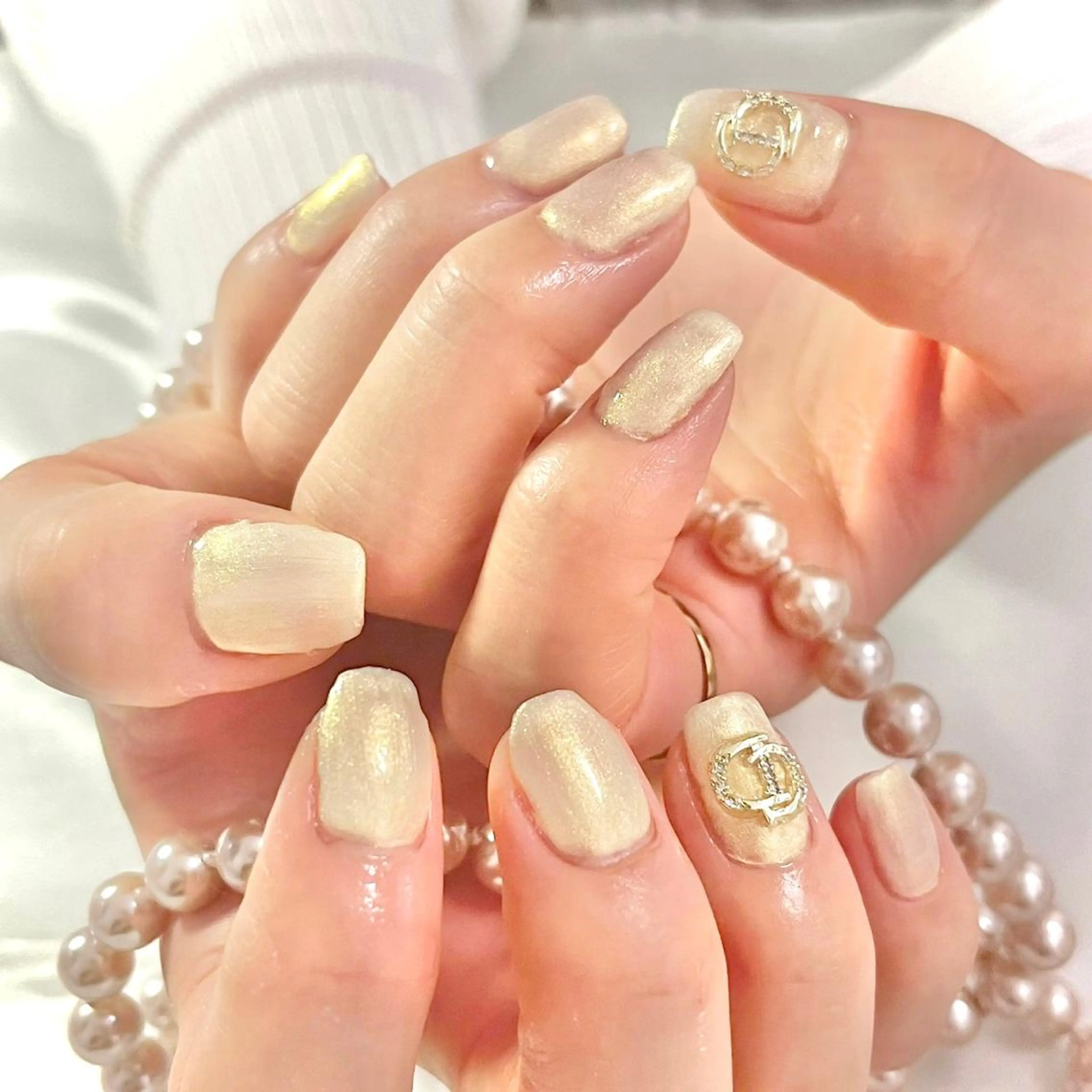 ネイル ゴールド ハンドネイル 韓国ネイルサロン Miuのネイルデザイン