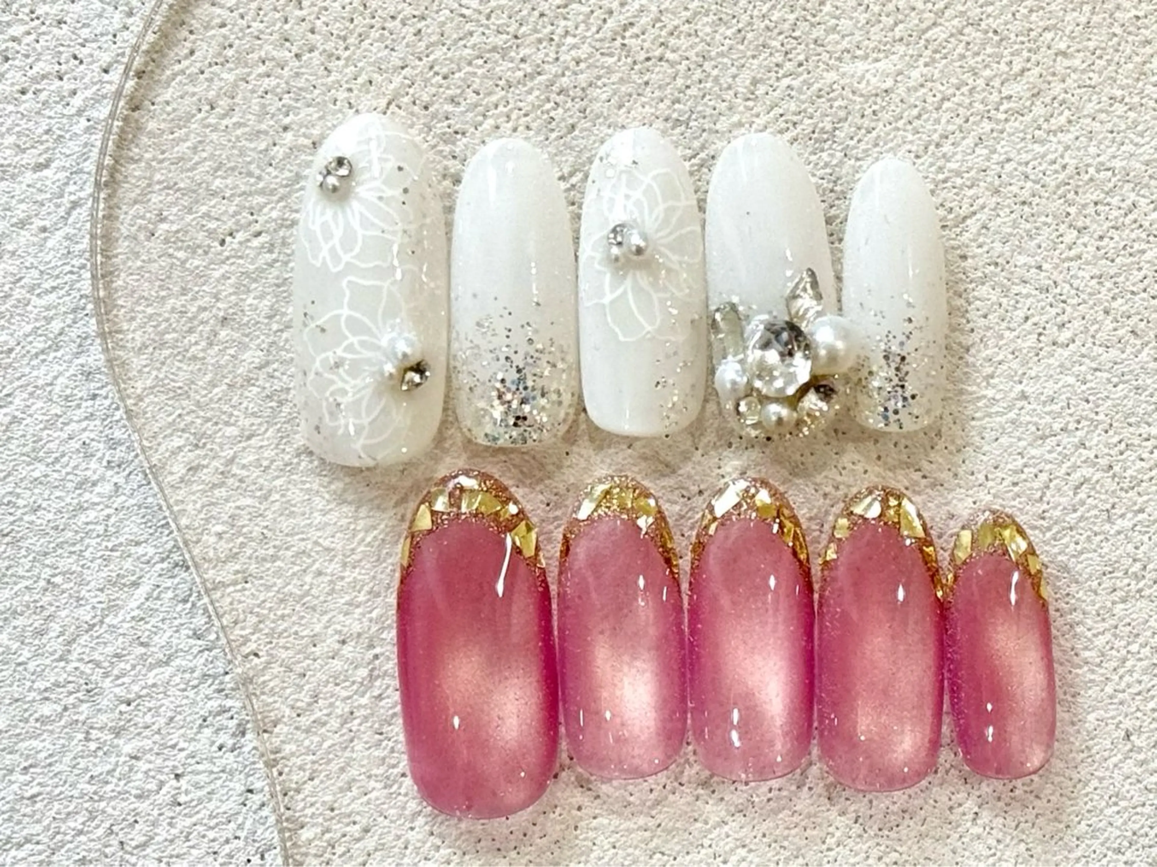 ネイル 長さ出し フットネイル フレンチネイル ジェルネイル ガラスフレンチ ハンドネイル Lien（リアン） 銀座駅6分のネイルデザイン