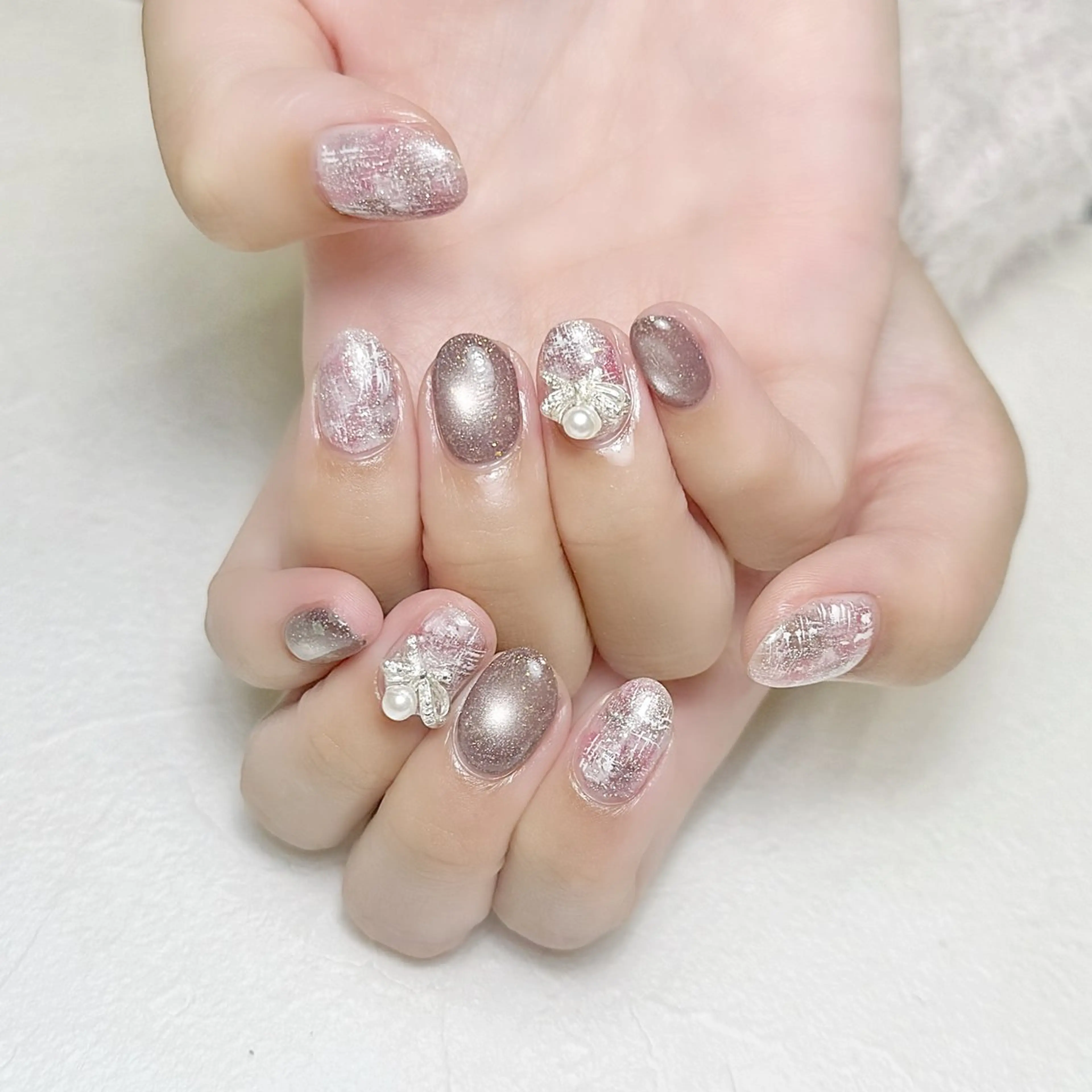 ネイル マグネットネイル オフィスネイル ワンカラーネイル ツイードネイル rouse nail RISATOのネイルデザイン