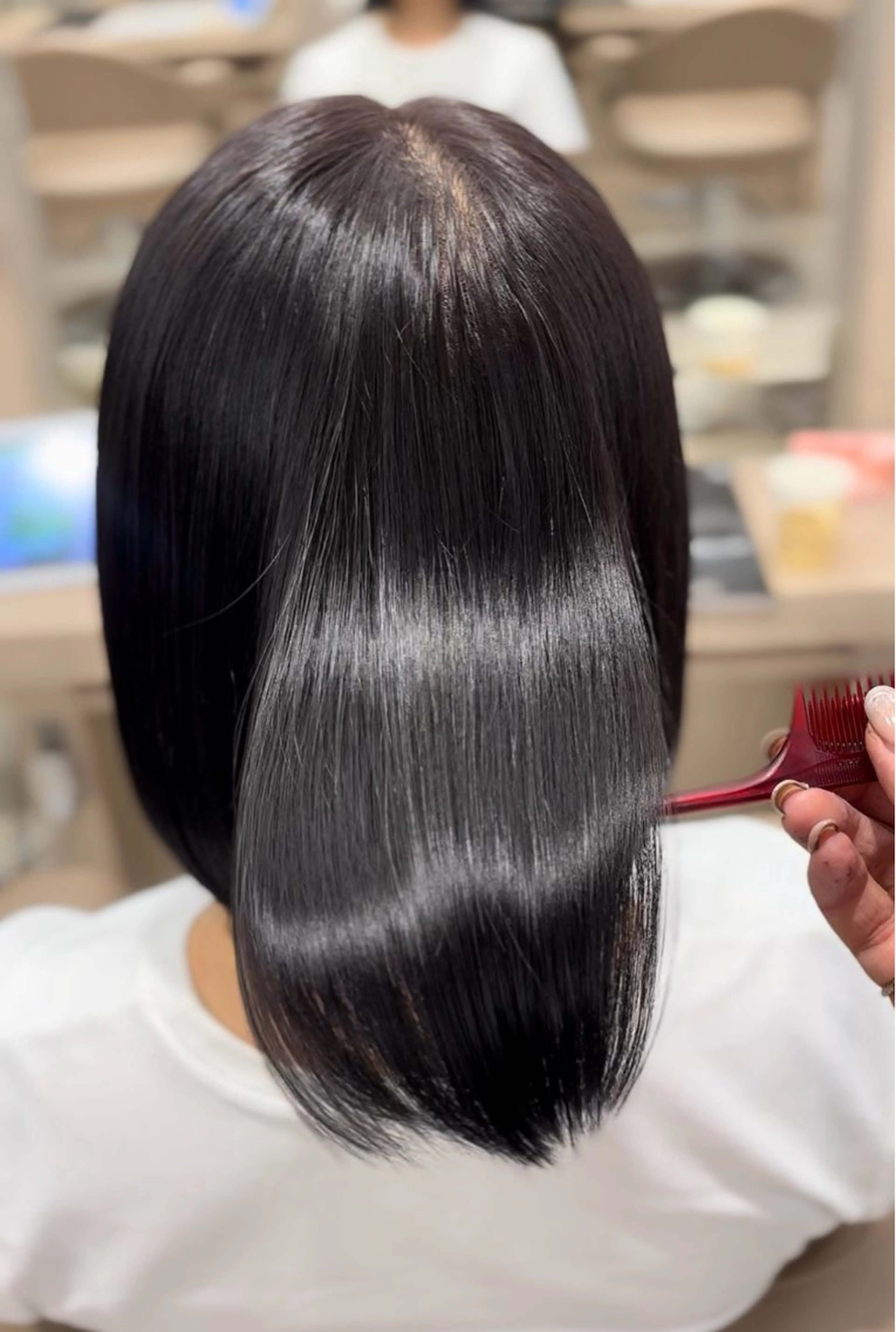 カラー 黒髪 透明感カラー ナチュラルブラック ヘアカラー トリートメント 石井 せなのヘアスタイル