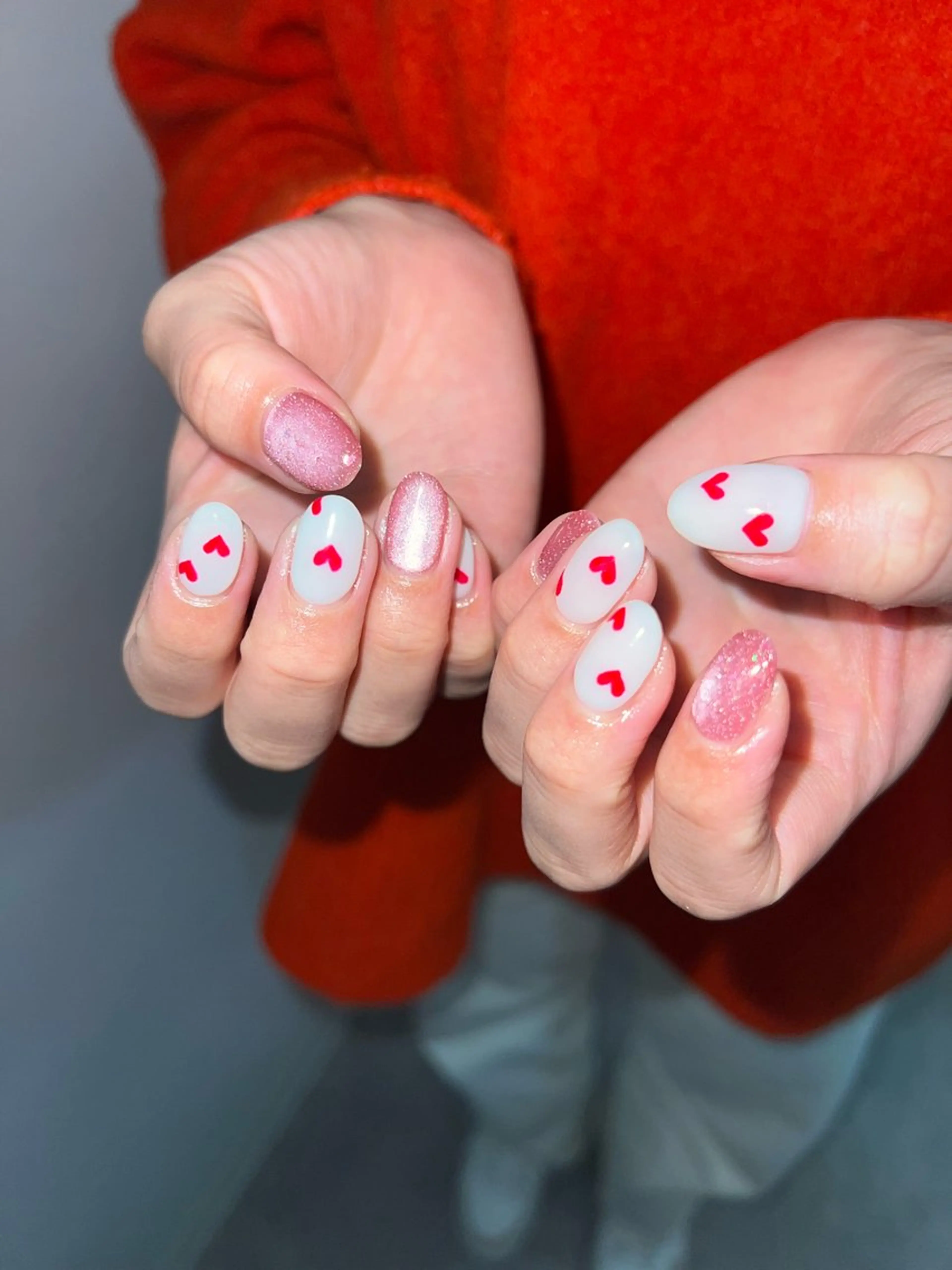 ネイル フラッシュネイル フレンチネイル ジェルネイル ハート マグネットネイル ハンドネイル ハンドケア Bana_ Nailのネイルデザイン