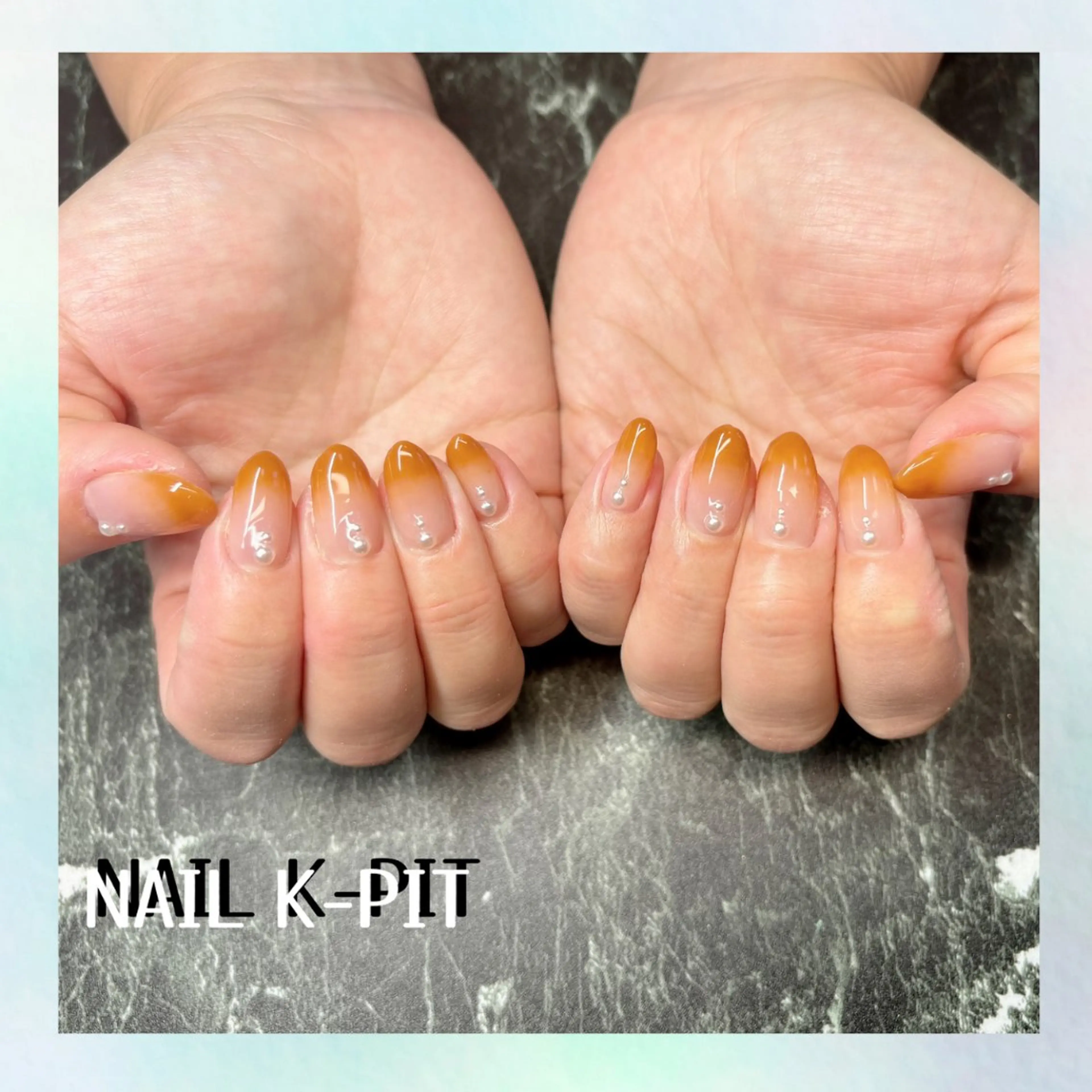 ネイル ブラウン グラデーション オレンジ ハンドネイル NAIL K-PIT ネイル ケーピットのネイルデザイン