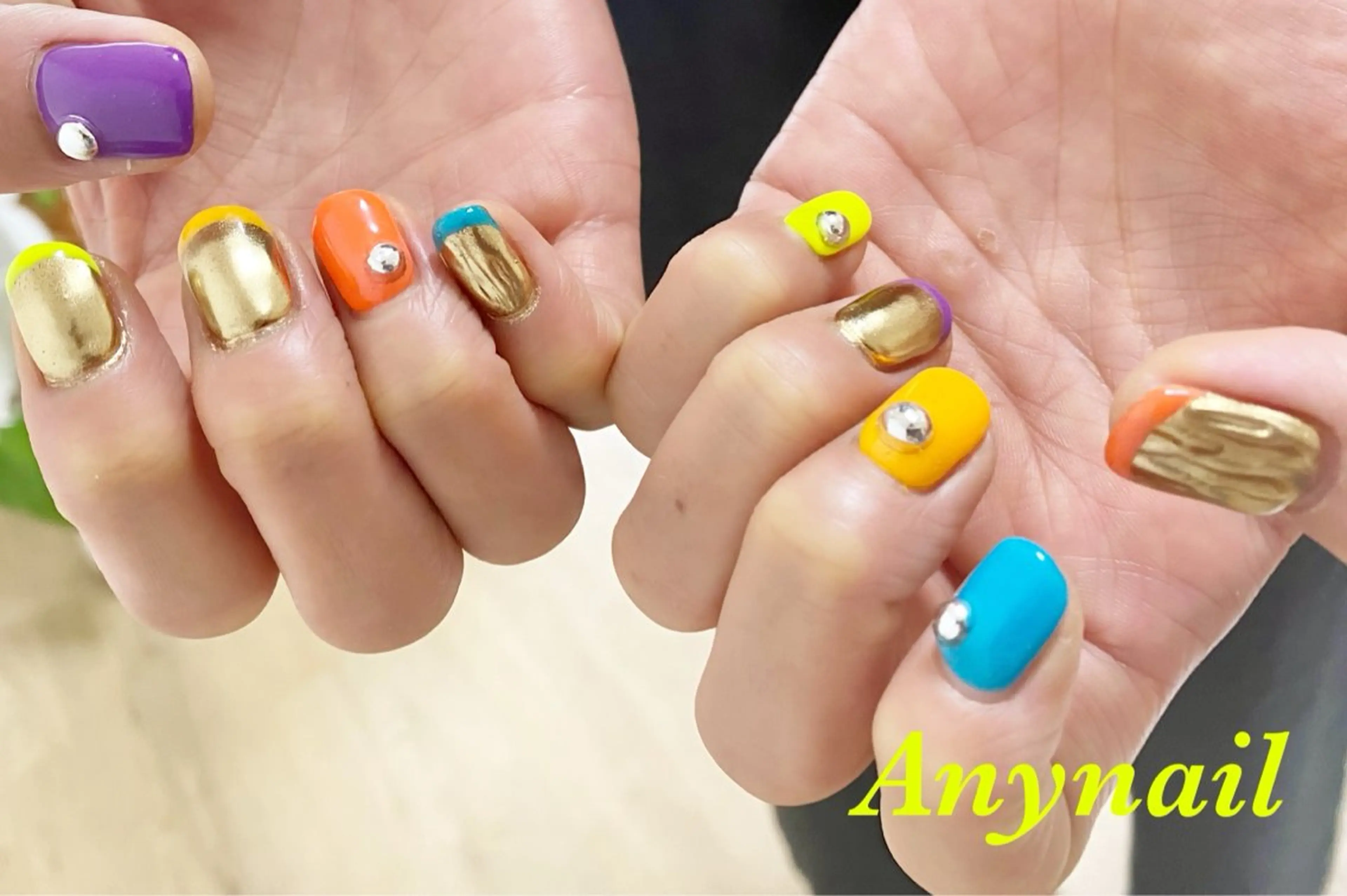 ネイル ブルー ミラーネイル 持ち込み 岩澤 恵子のネイルデザイン