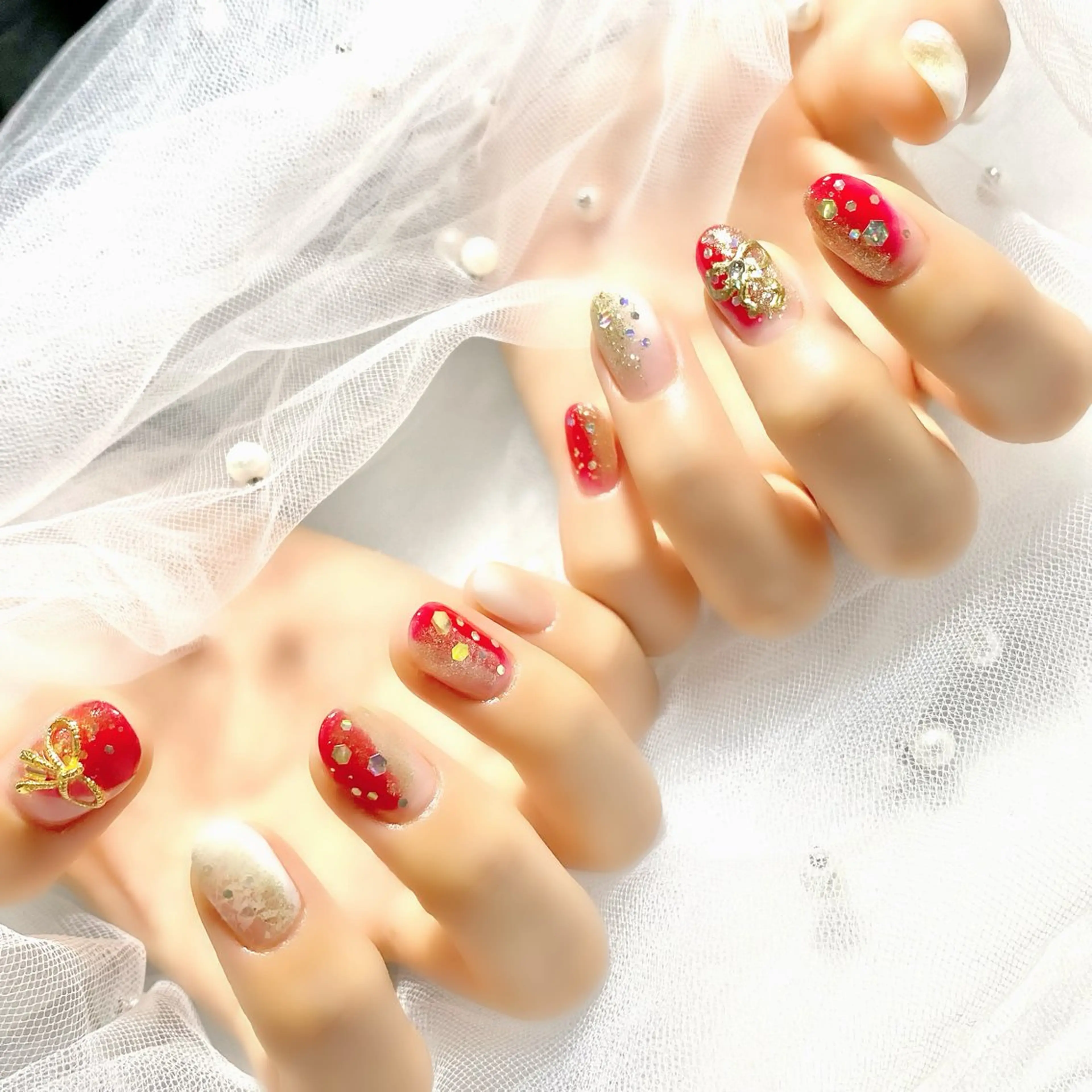 ネイル ハンドネイル ＫＥＩ nail🎀 ガーリーネイル🧸のネイルデザイン