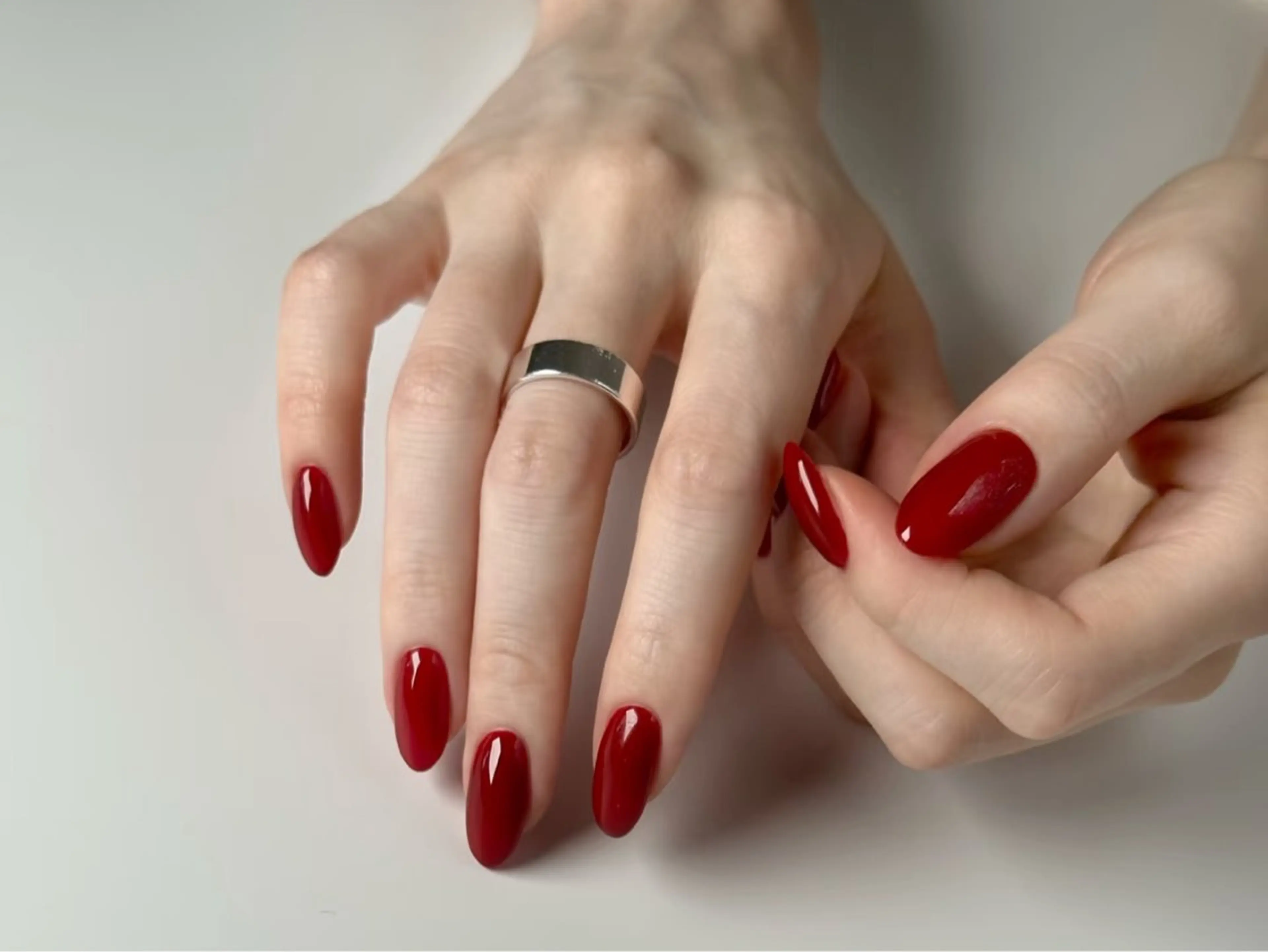 🩵自爪🩵ジェル🩵ワンカラー/フラッシュネイルの写真