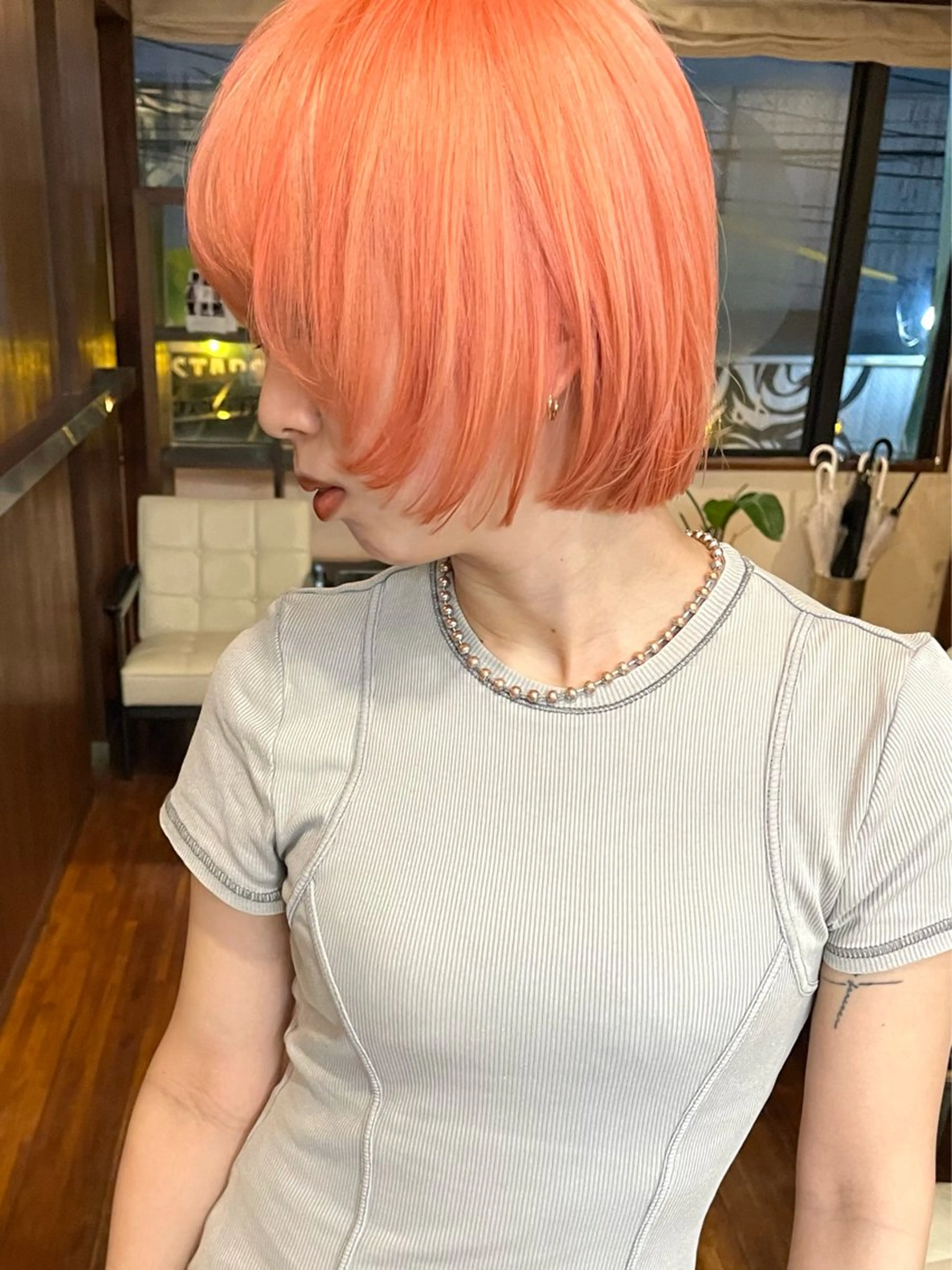 ショート カラー ボブ カット ヘアカラー トリートメント 髪質改善カラー ケアブリーチ/タムのヘアスタイル