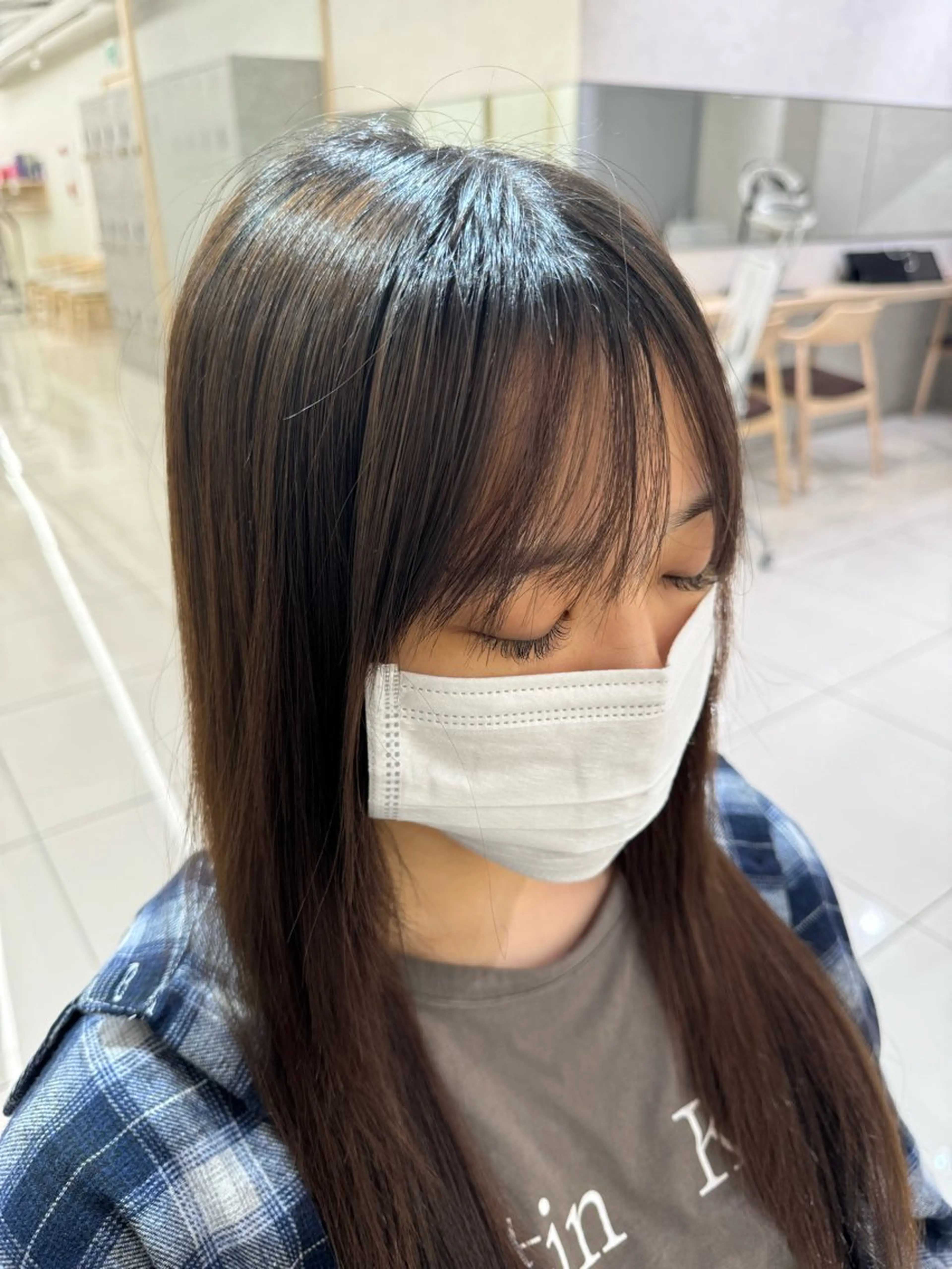 パーマ 縮毛矯正 顔まわりカット/ カラー/西野和裕のヘアスタイル