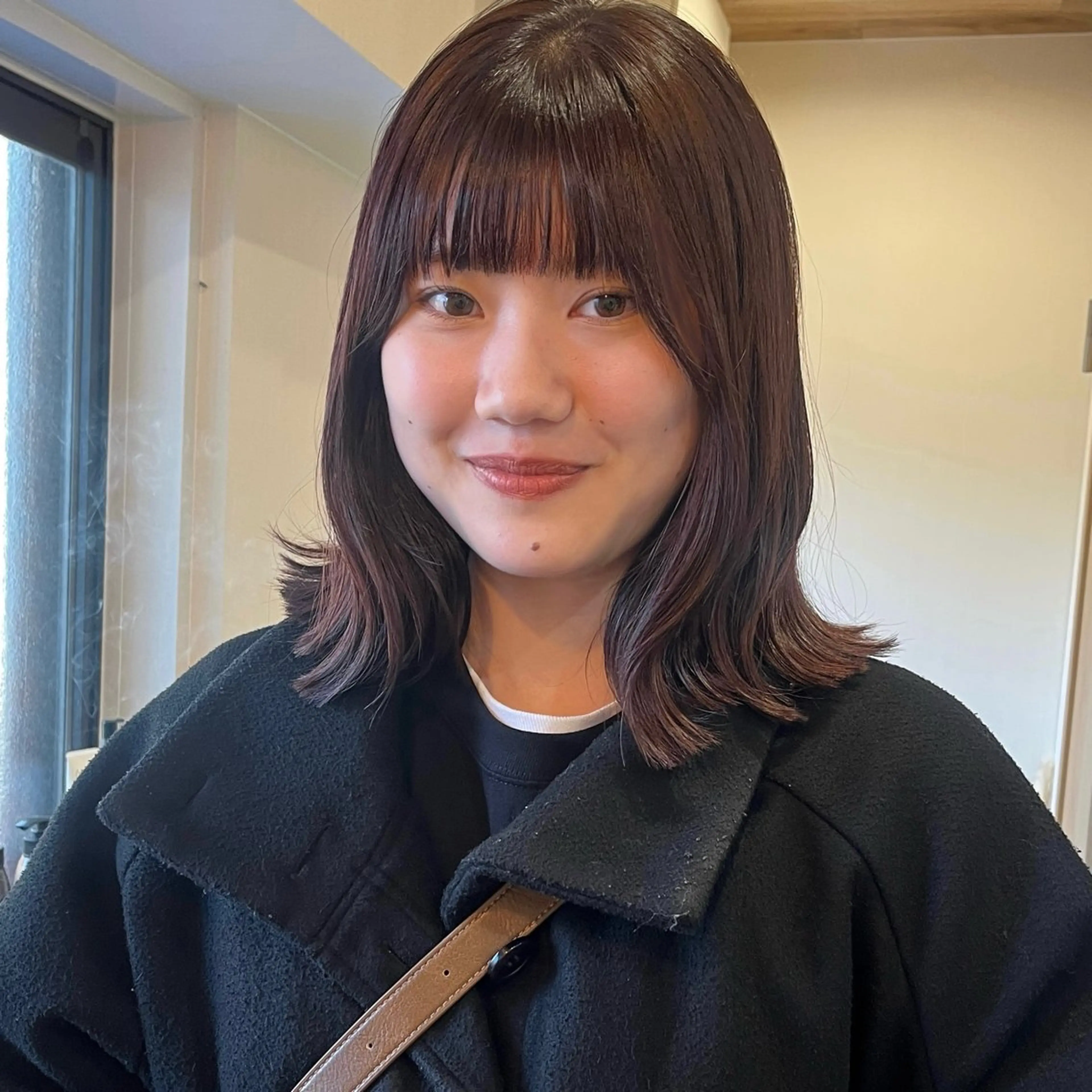 ミディアム カラー ブラウンカラー ラベンダーカラー ラベンダーブラウン ボブ/透明感カラー /坂口恵梨子のヘアスタイル