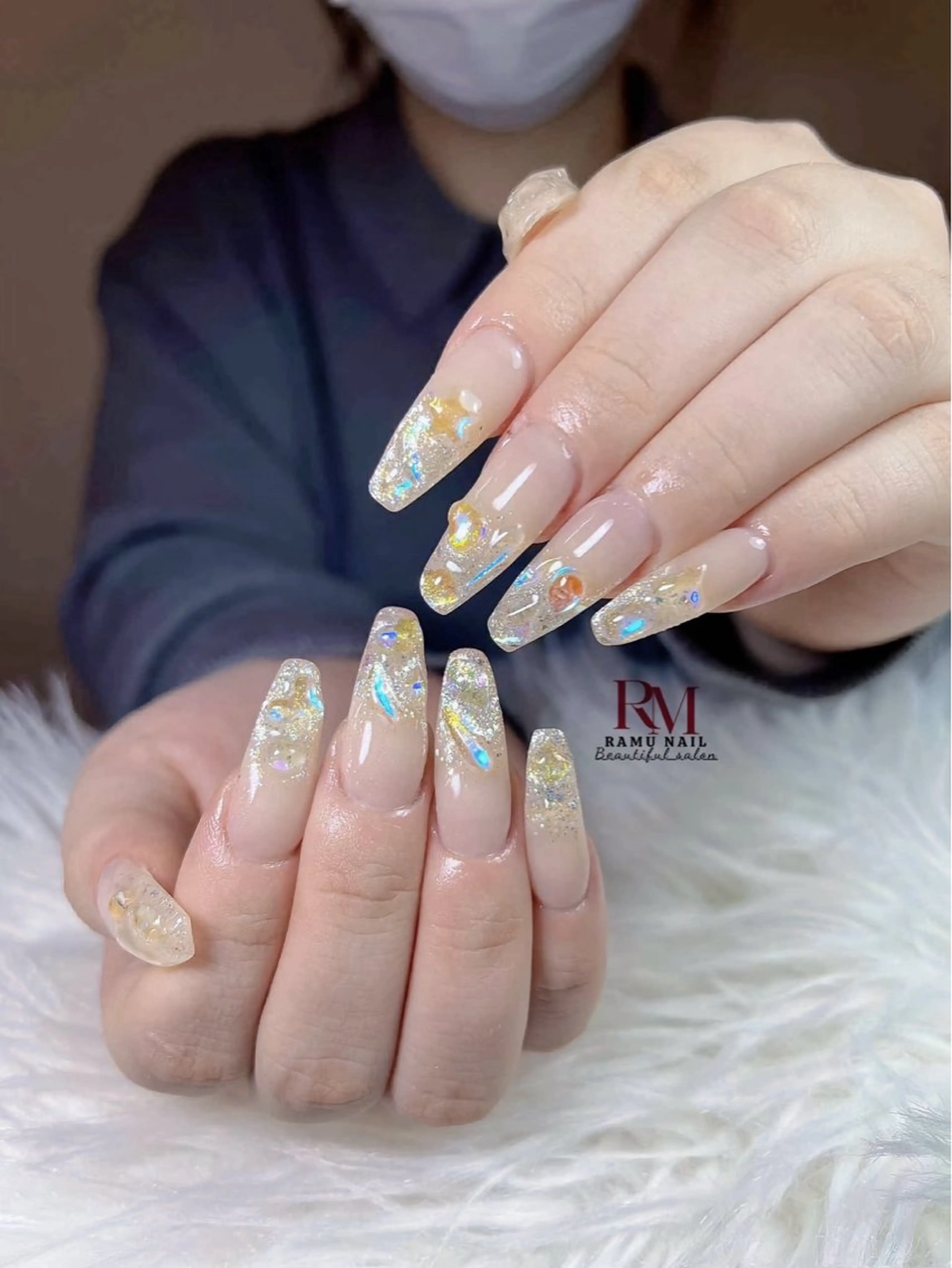 ネイル キラキラネイル マグネットネイル ミラーネイル ピンク ワンホンネイル ハンドネイル RAMU Nail 恵比寿店のネイルデザイン