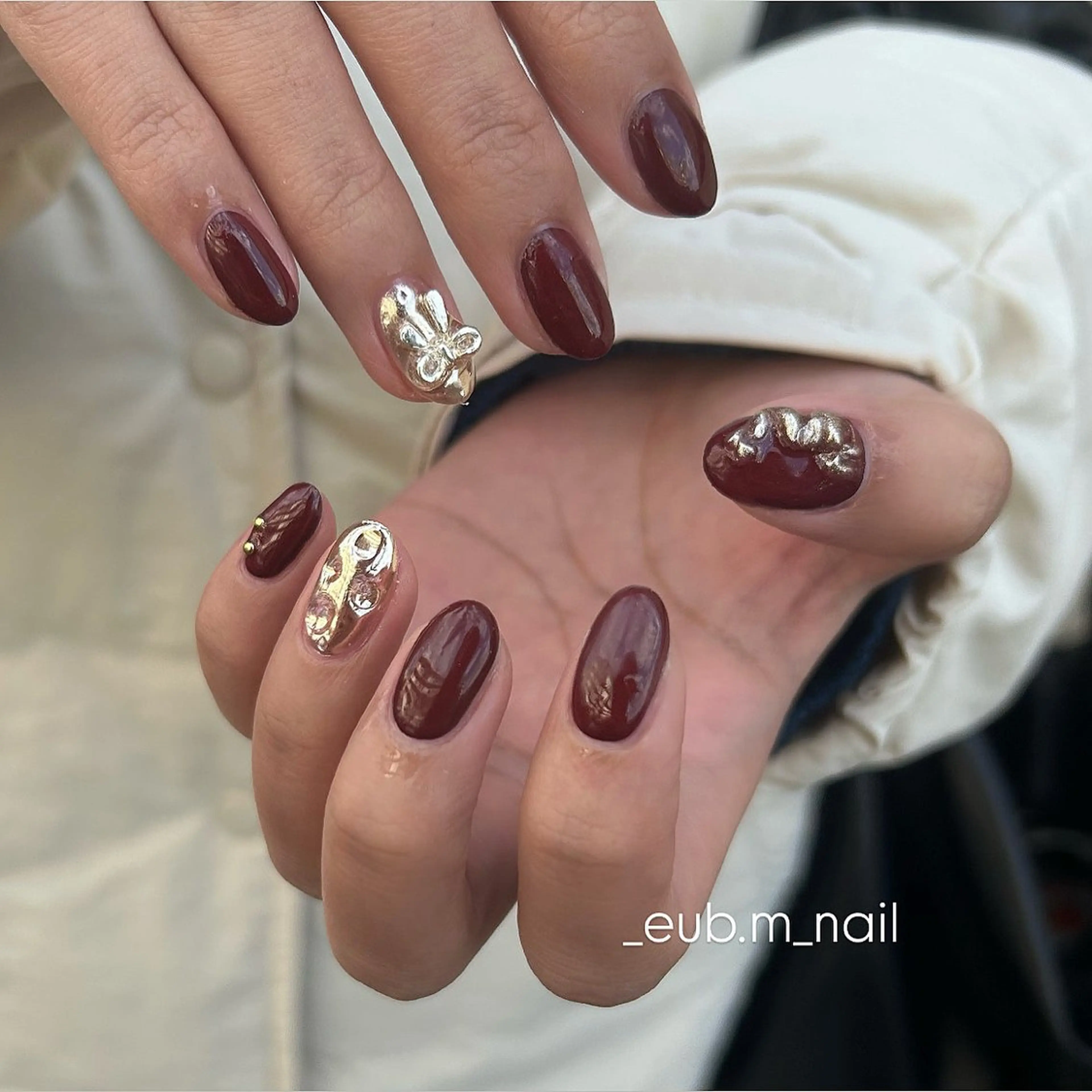 ネイル ボルドー ハンドネイル 深夜ネイルサロン eub.m_nailのネイルデザイン
