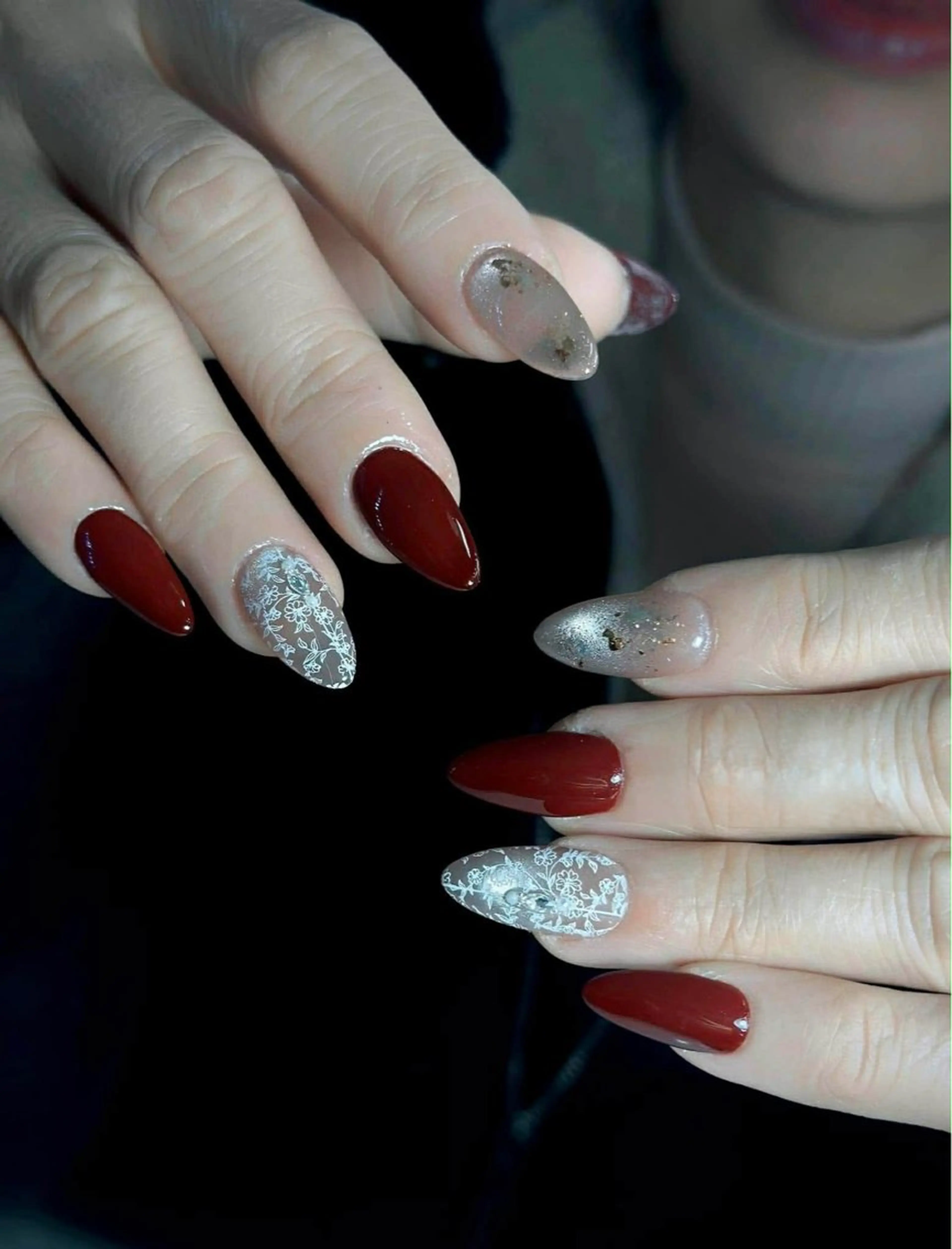 【自爪|ナチュラル】 アート4本+パーツ(数少なめ) ¥6,280の写真