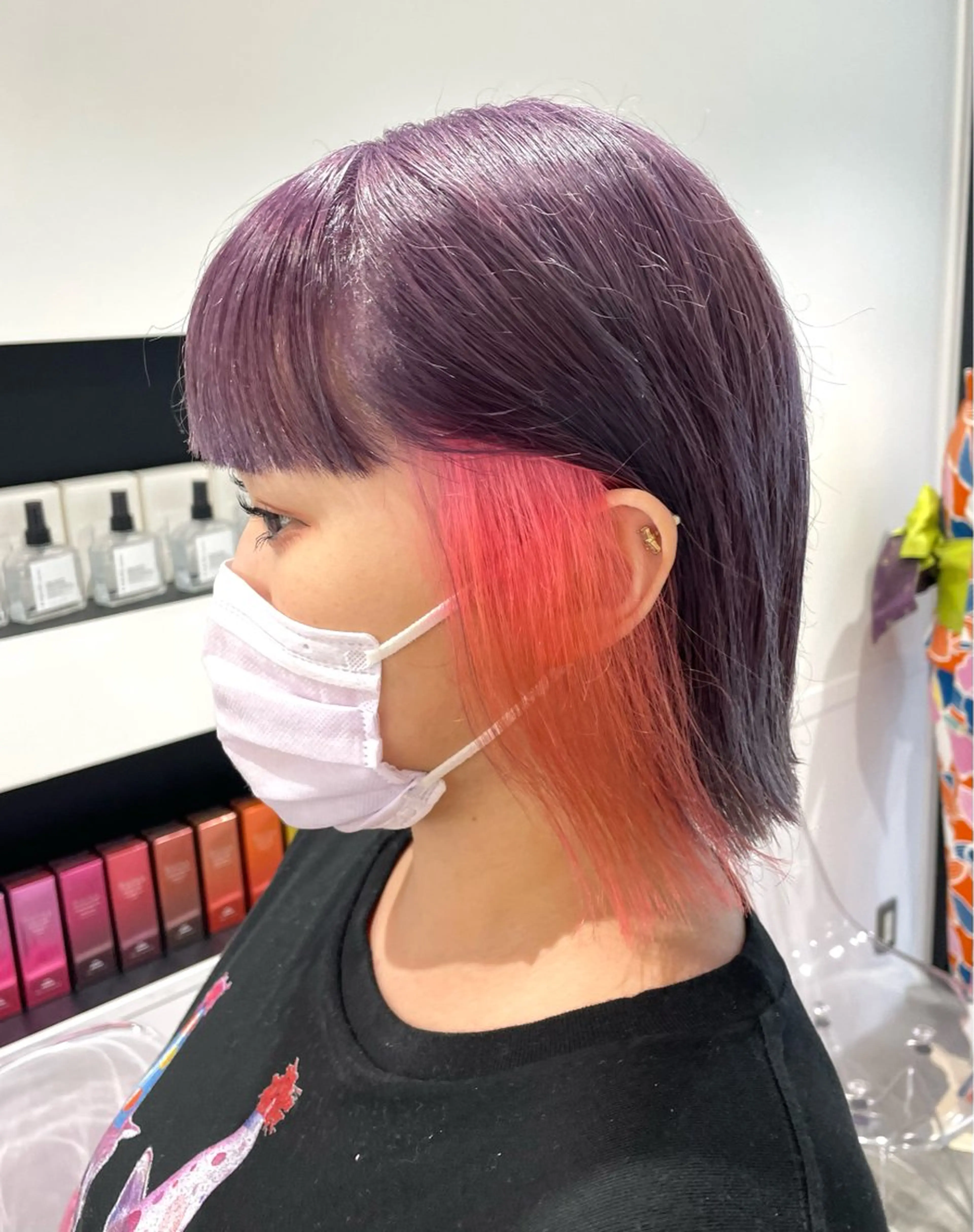 ミディアム カラー デザインカラー イヤリングカラー インナーカラー ちょめ/八王子 ZEST emuのヘアスタイル