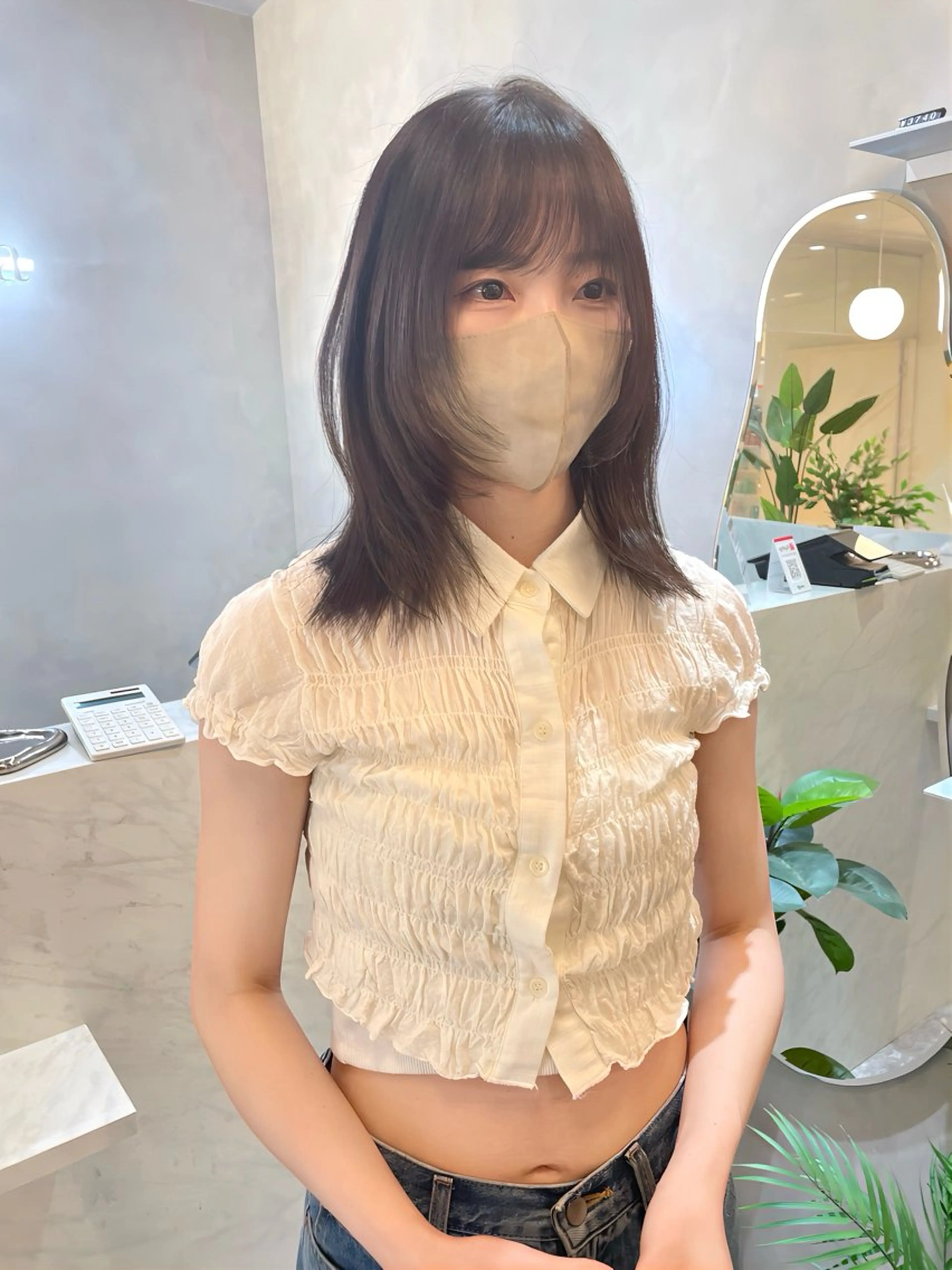 セミロング カット ヘアカラー トリートメント ボブ/透明感カラー/ 赤み消し/髪質改善のヘアスタイル