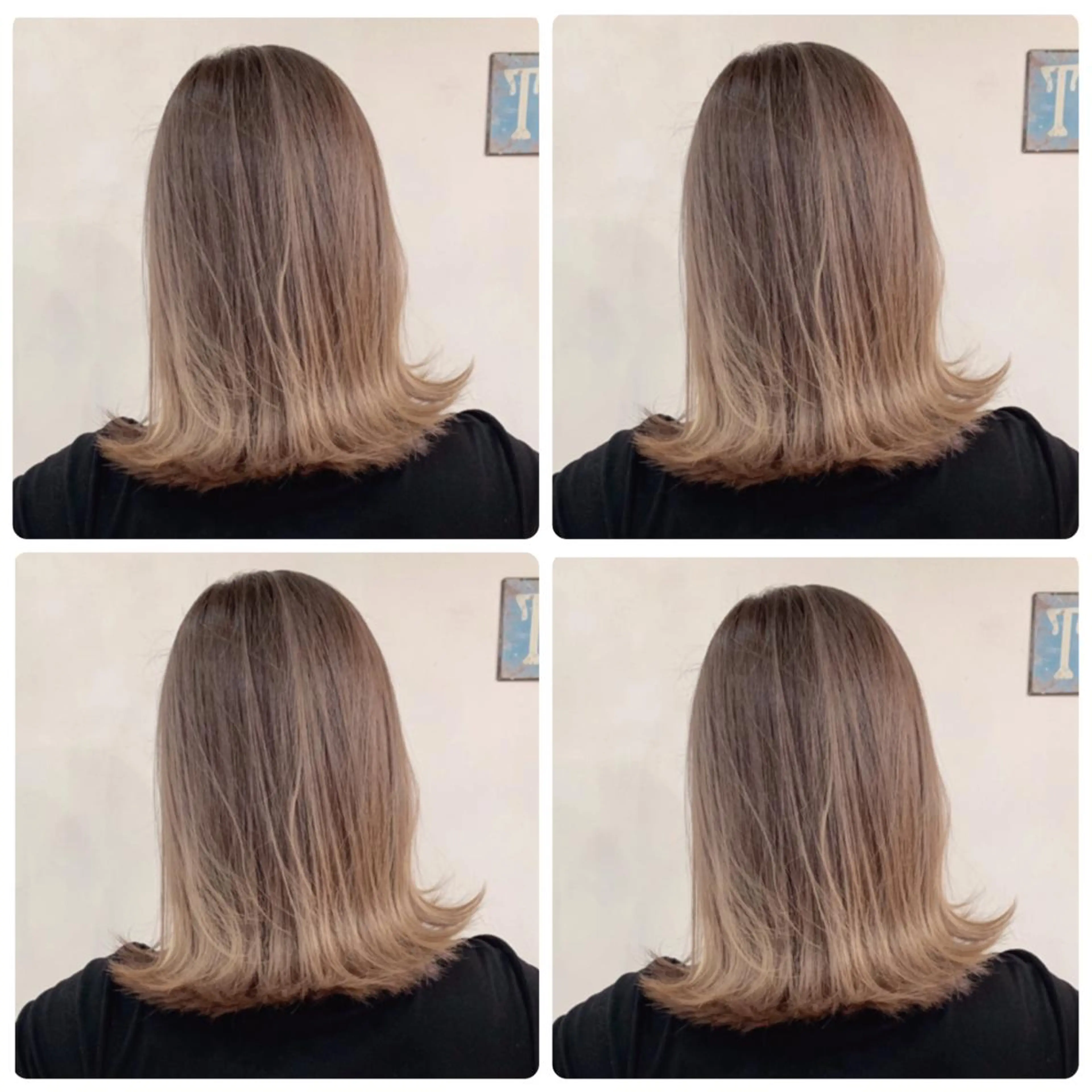 ミディアム カラー アッシュ バレイヤージュ ブリーチ デザインカラー グレージュ ヘアカラー トリートメント 京都大人女性ショート 徒歩1分/秋山のヘアスタイル