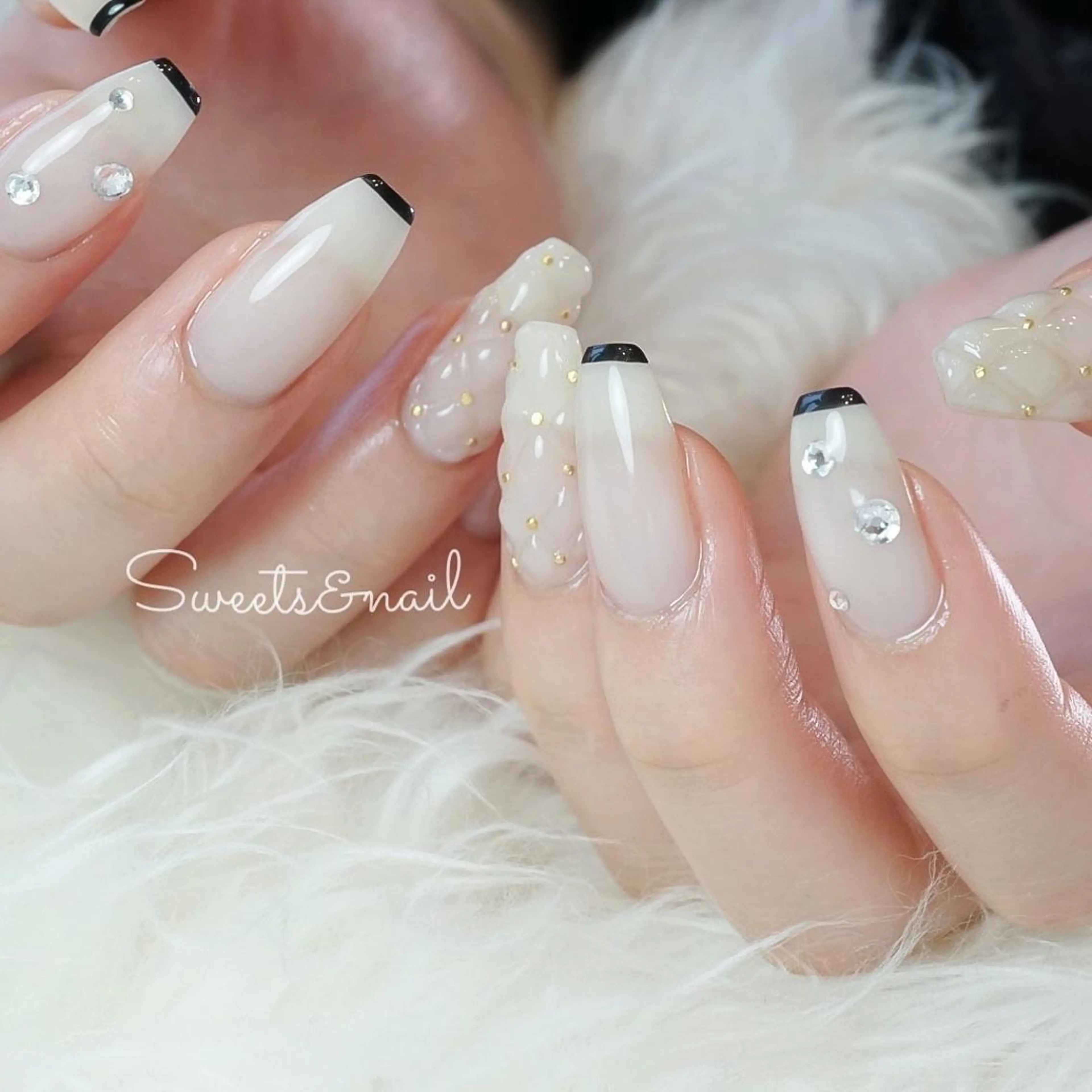 ネイル 長さ出し フレンチネイル ジェルネイル 持ち込み ぷっくりネイル Sweets＆ nail みなこのネイルデザイン