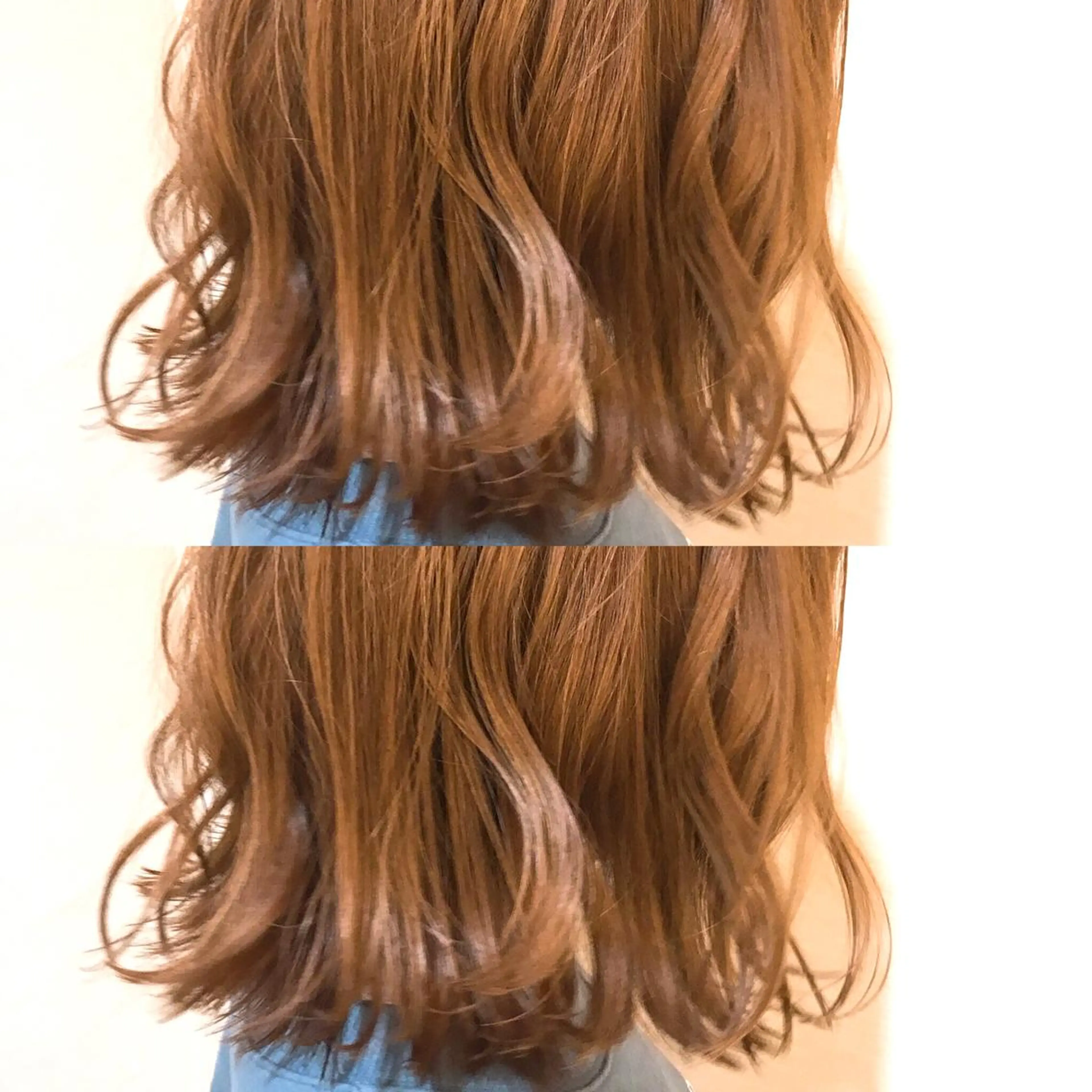 ミディアム カラー ベージュカラー 韓国レイヤーカット/ ダブルカラーのヘアスタイル