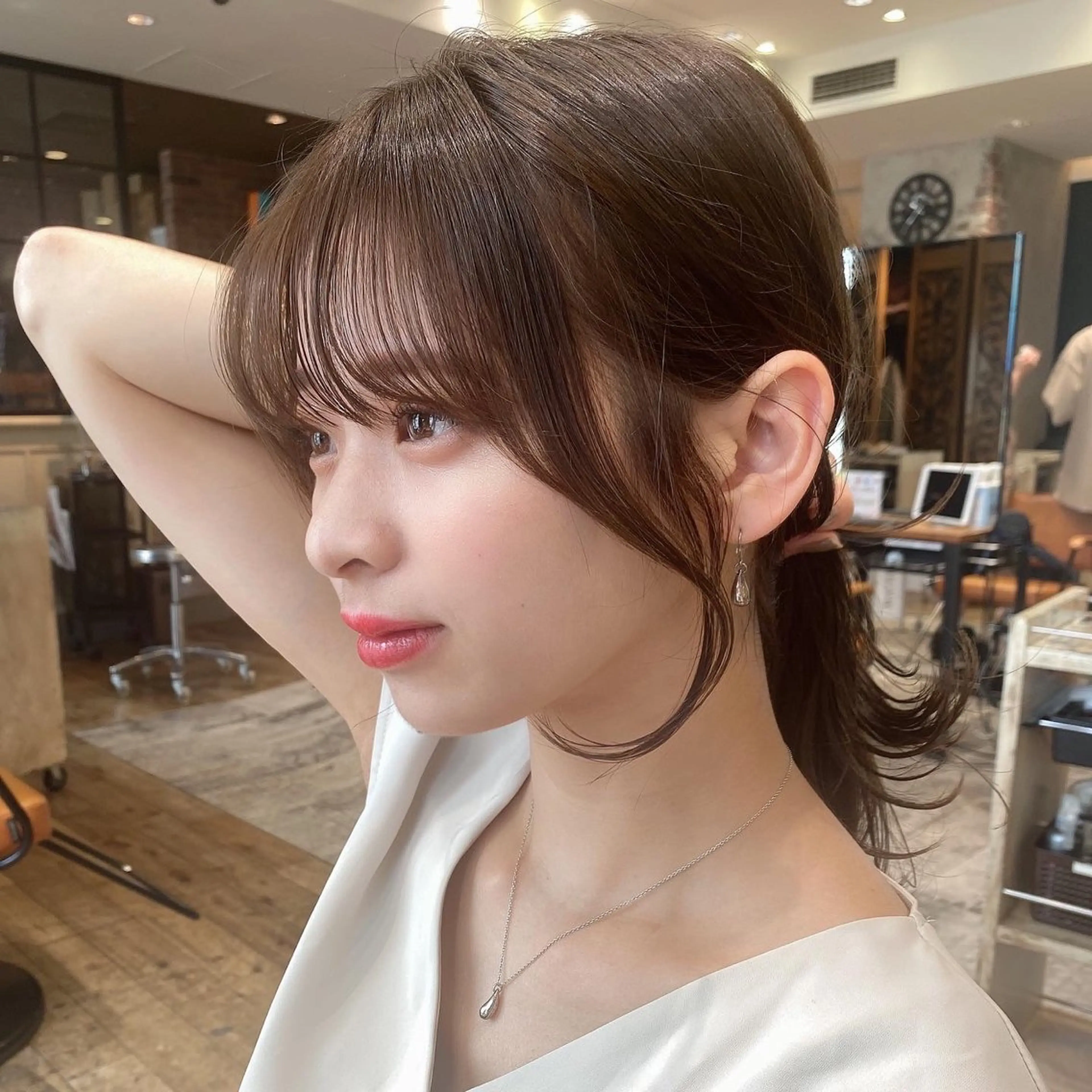 セミロング カラー ベージュカラー ブラウンカラー ブラウンベージュ くびれヘア 顔周りカット カット ヘアカラー トリートメント 顔周り/くびれヘア 韓国ヘア💕風間るなのヘアスタイル