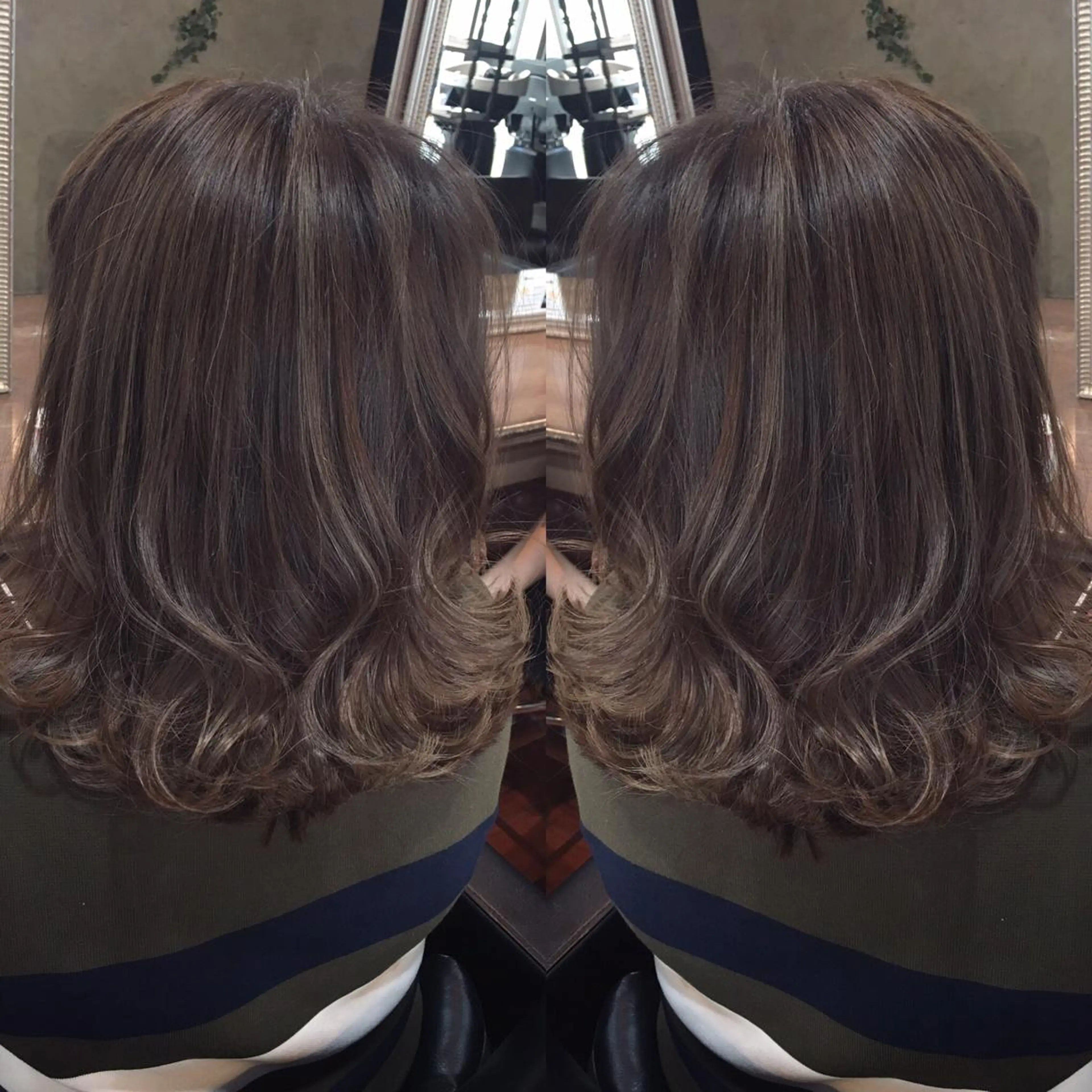 ミディアム カラー ハイライトカラー ハイライト 吉本 yoshimotoのヘアスタイル