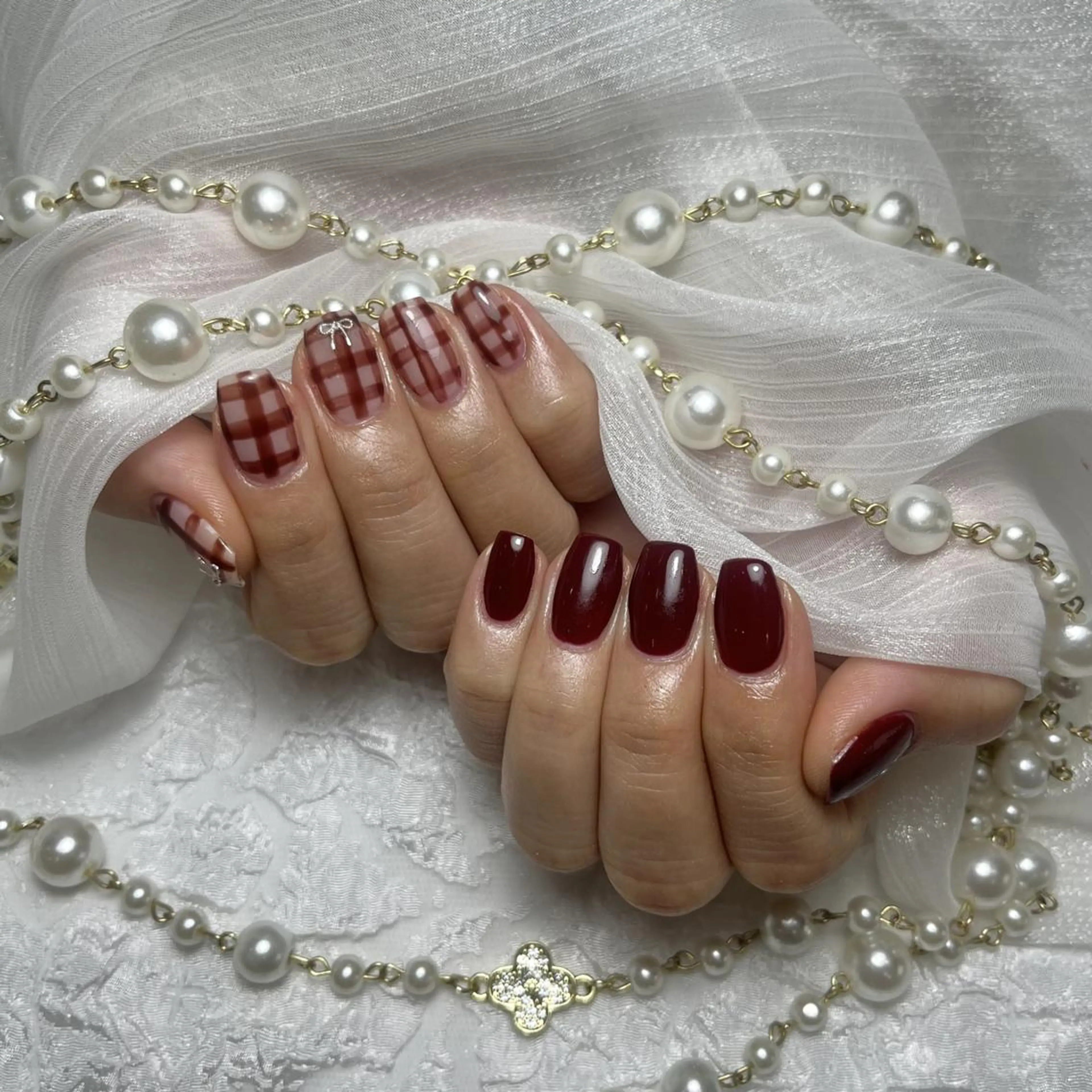 ネイル アートネイル フラッシュネイル フレンチネイル ジェルネイル ガラスフレンチ M2 BEAUTY ネイル　サロンのネイルデザイン