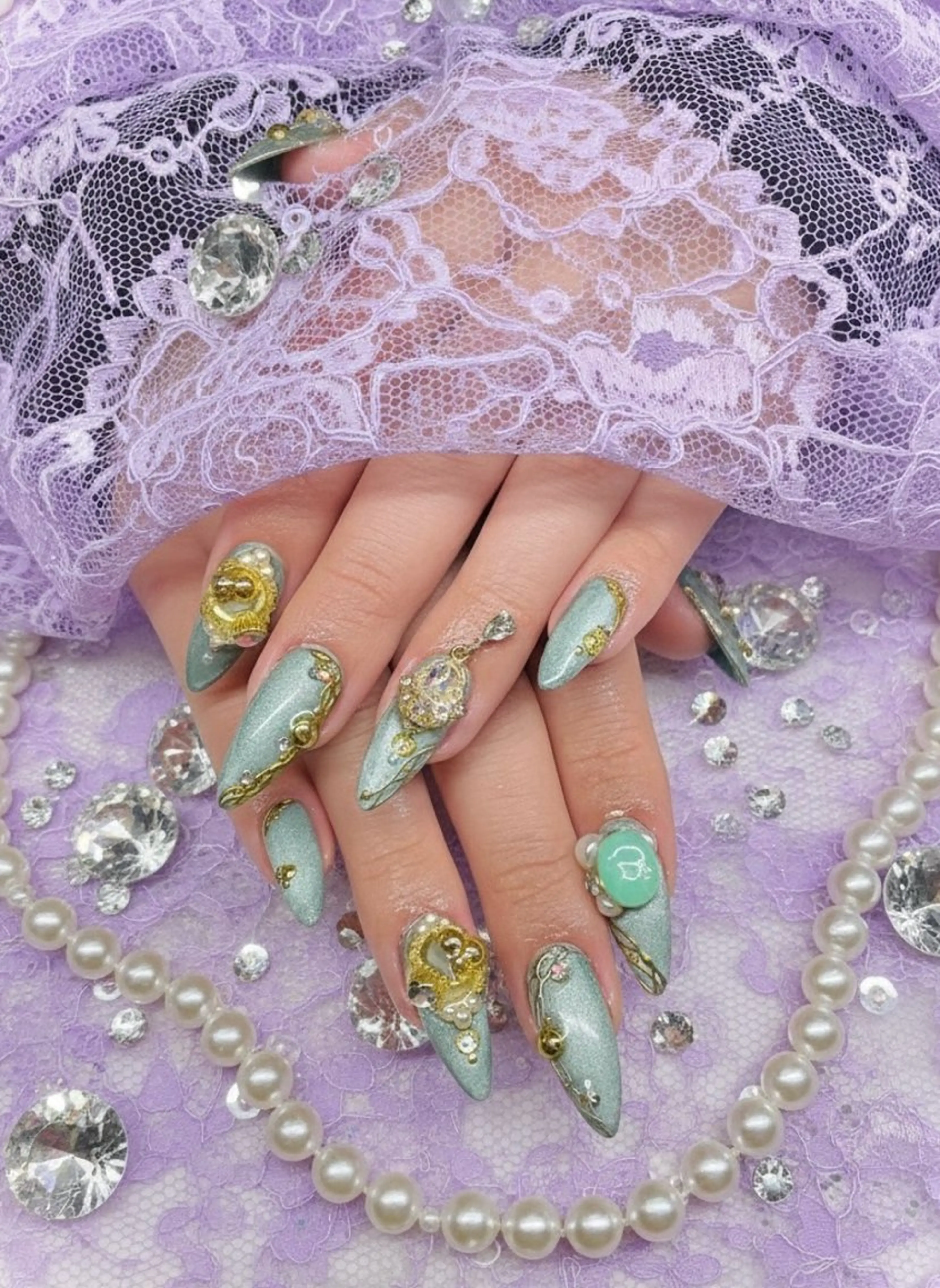 ネイル ブルー マグネットネイル ハンドネイル TUNEHA堂 矢場町栄5丁目のネイルデザイン