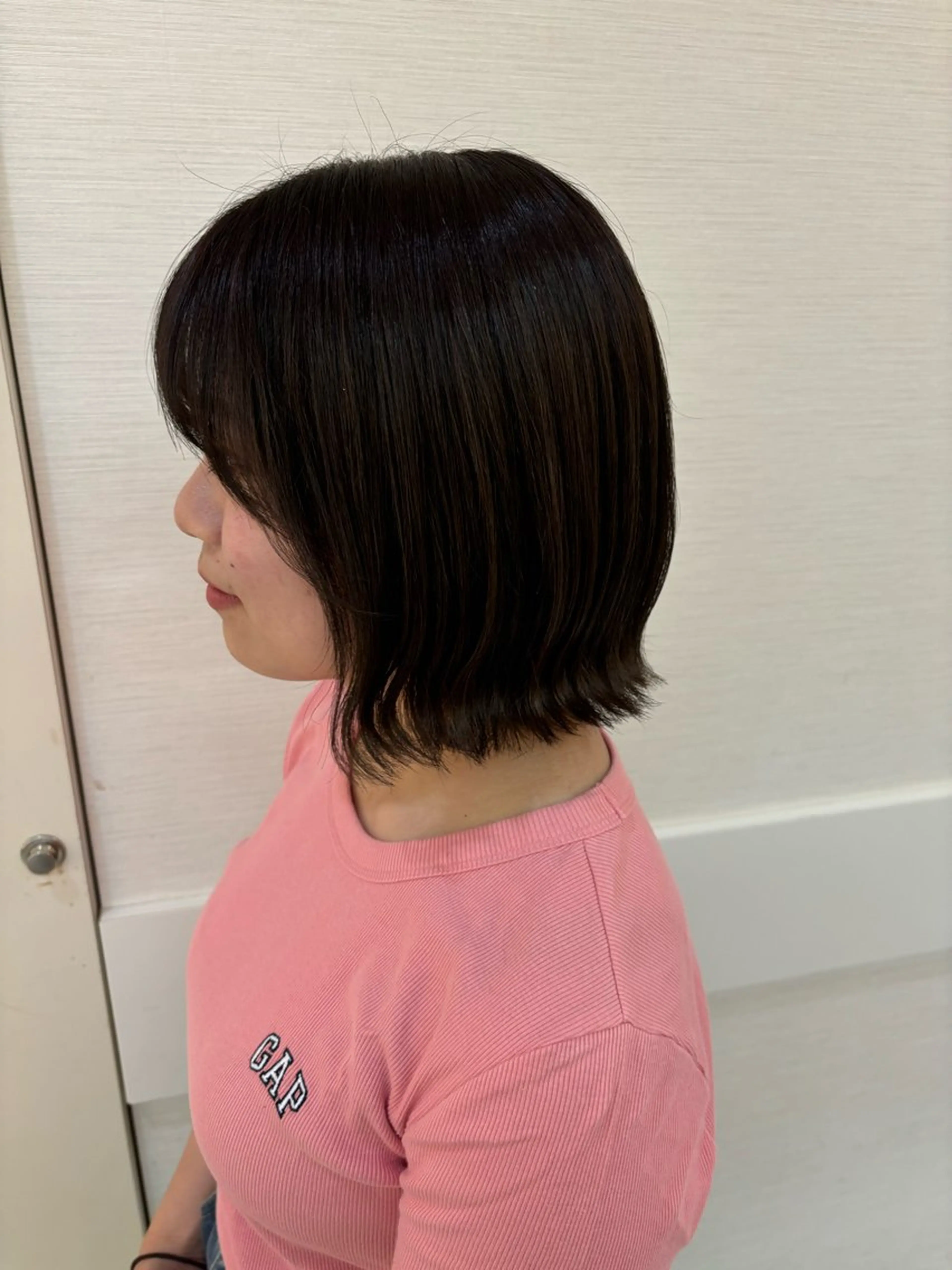 ミディアム カラー ボブ 顔周りカット カット ヘアカラー レイヤーカット/ボブ /nene🍥⋆*のヘアスタイル