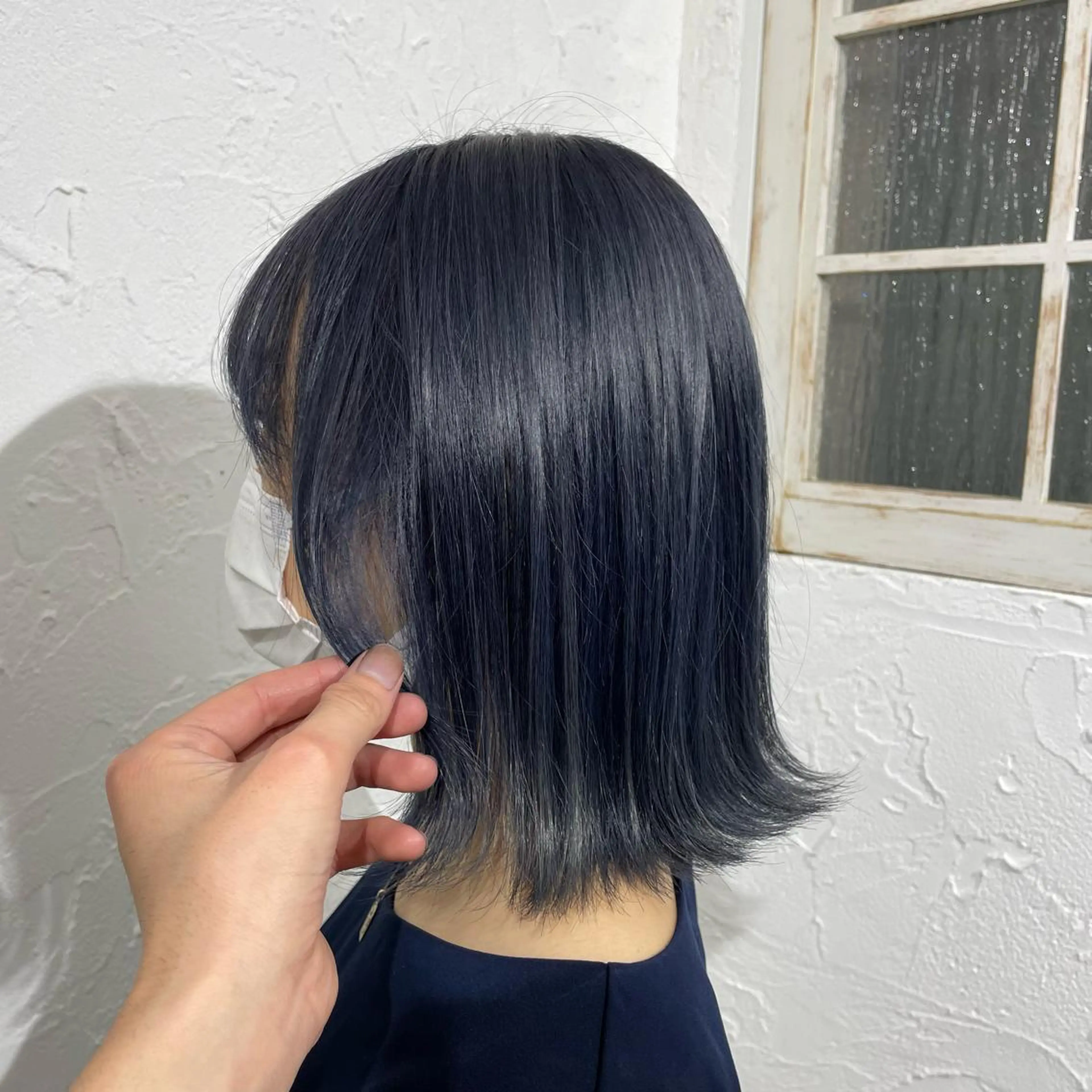 ミディアム カラー ショートボブ アッシュ アッシュグレー 黒髪 ブリーチ 髪質改善/縮毛矯正 ボブ/Ryuseiのヘアスタイル