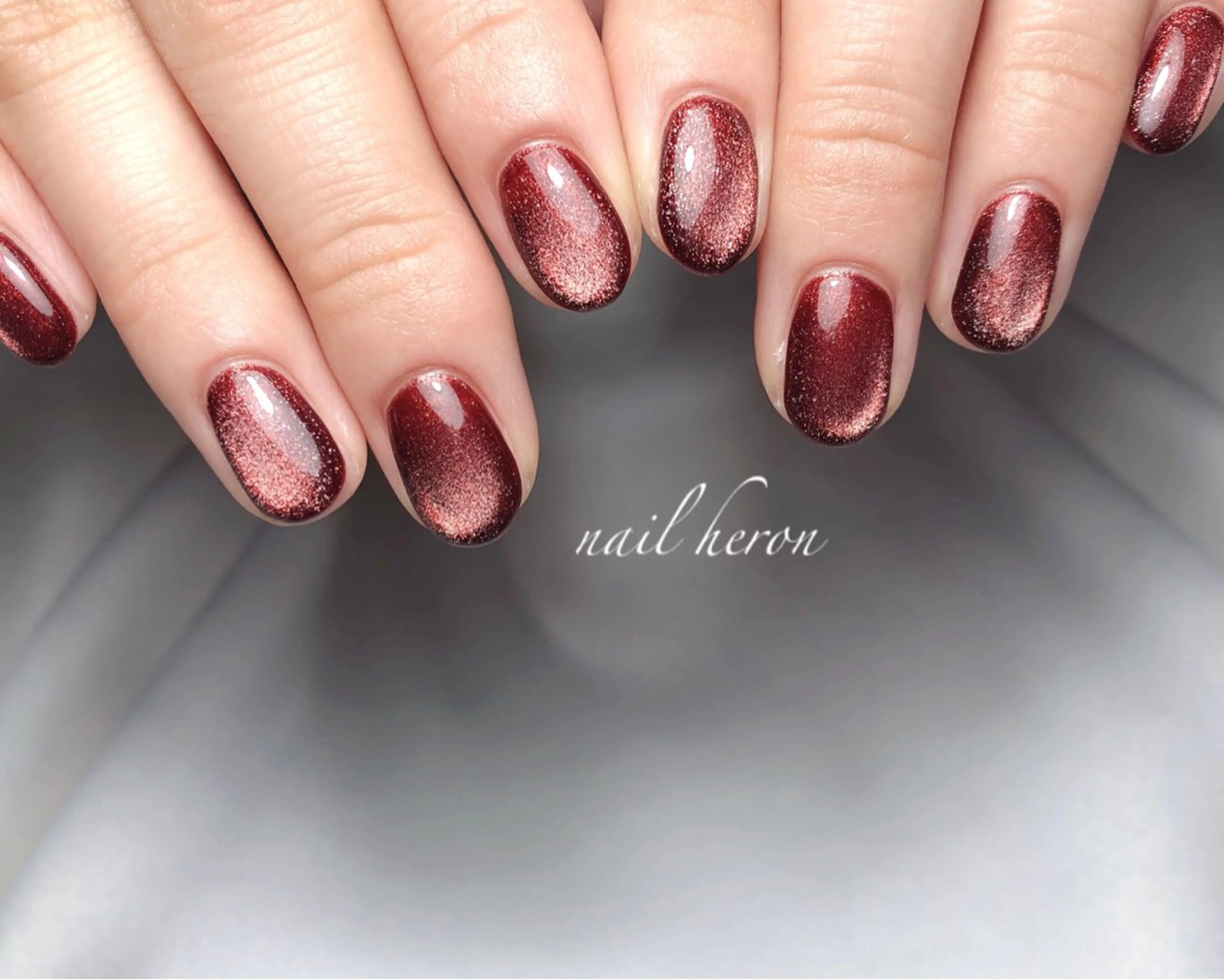 ネイル ボルドー マグネットネイル ハンドネイル nail heron所属・saki_ nail heronのネイルデザイン