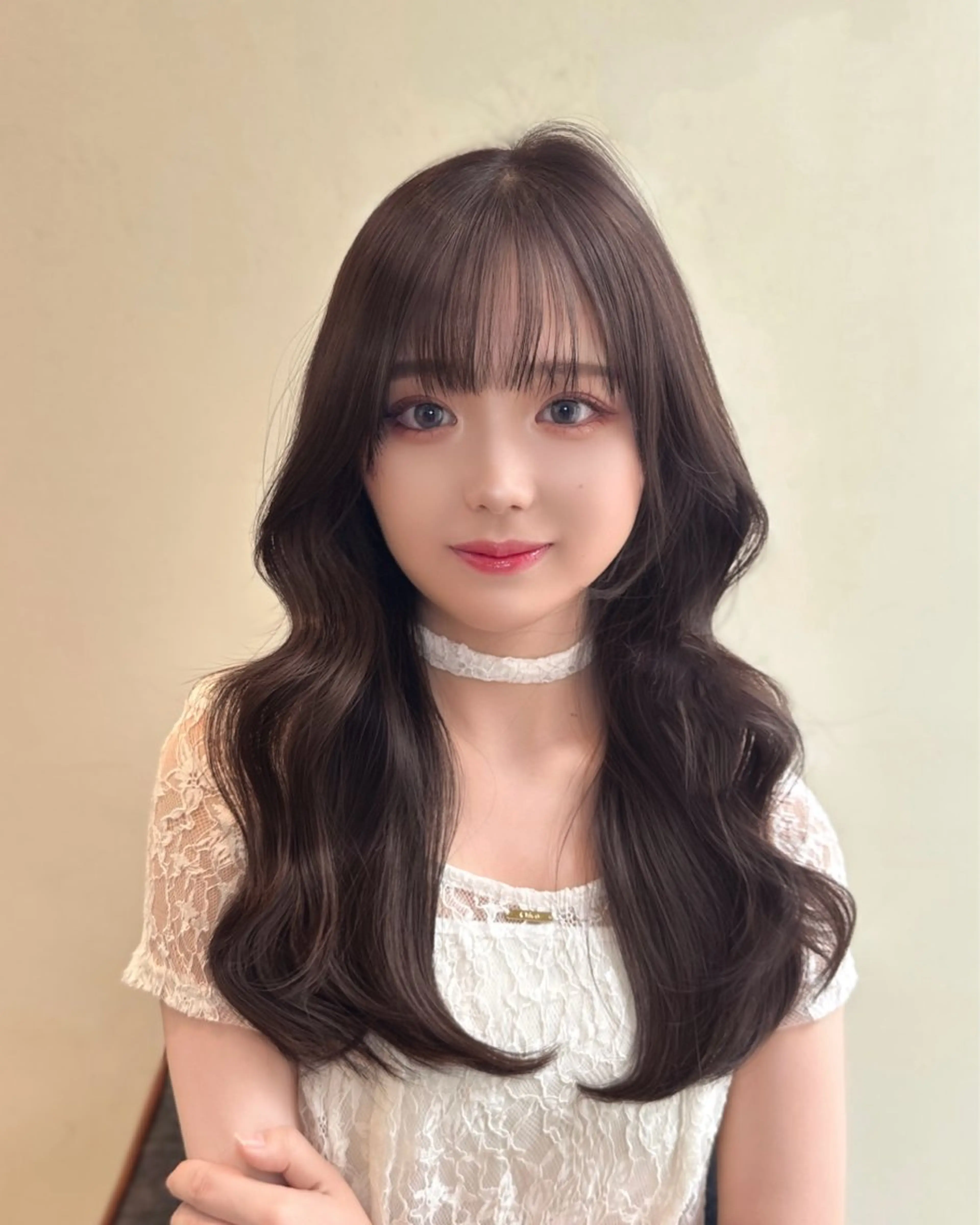 セミロング カラー ヘアアレンジ 顔周りcut/ 艶ワンカラー♥ちさきのヘアスタイル