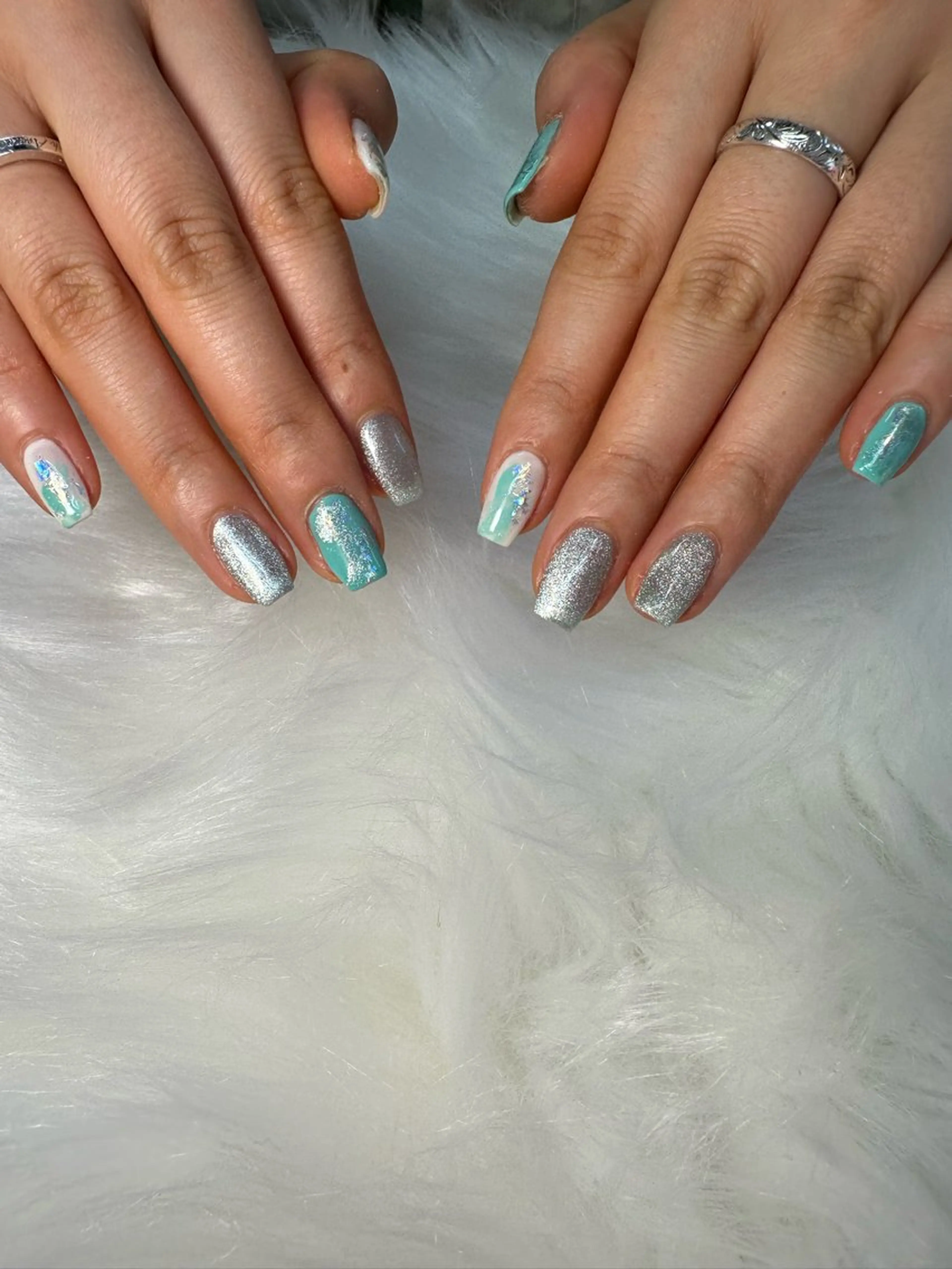 ネイル ブルー ハンドネイル MOE .Kのネイルデザイン