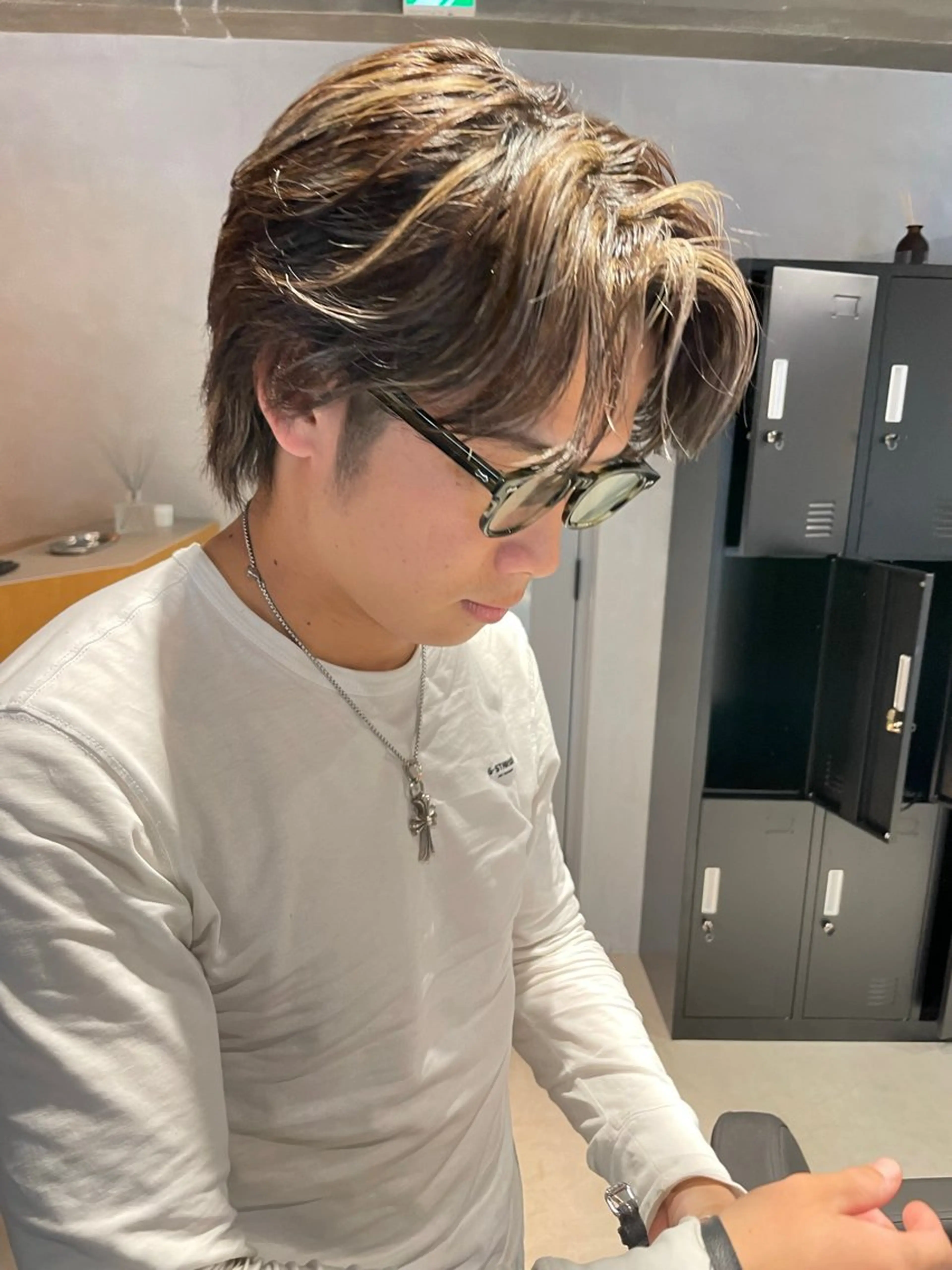 ミディアム カラー パーマ ヘアアレンジ メンズ ヘアカラー メンズ特化 しゅうへいのヘアスタイル