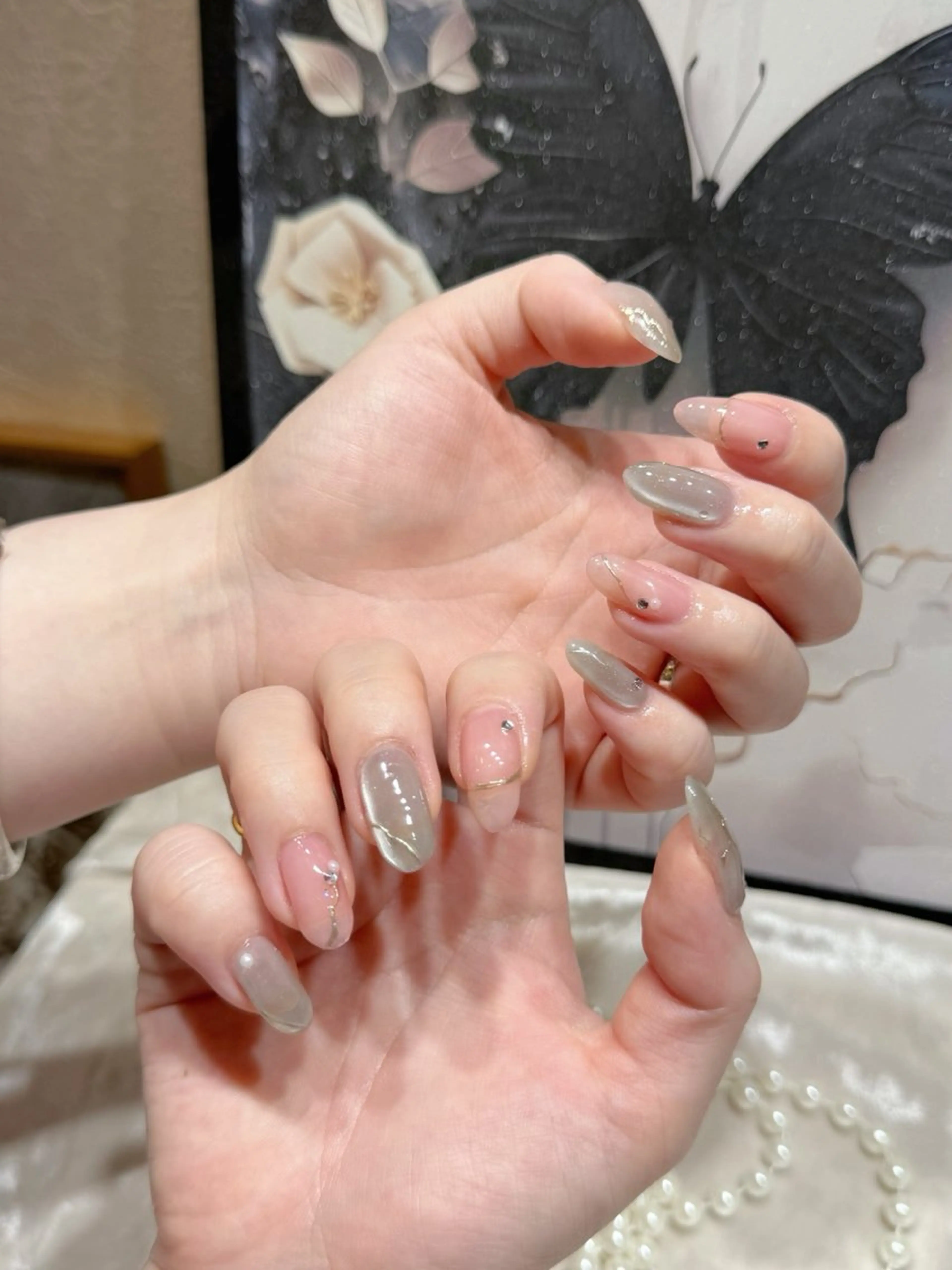 ネイル アートネイル フットネイル ジェルネイル ハート マグネットネイル Babarla Nailのネイルデザイン